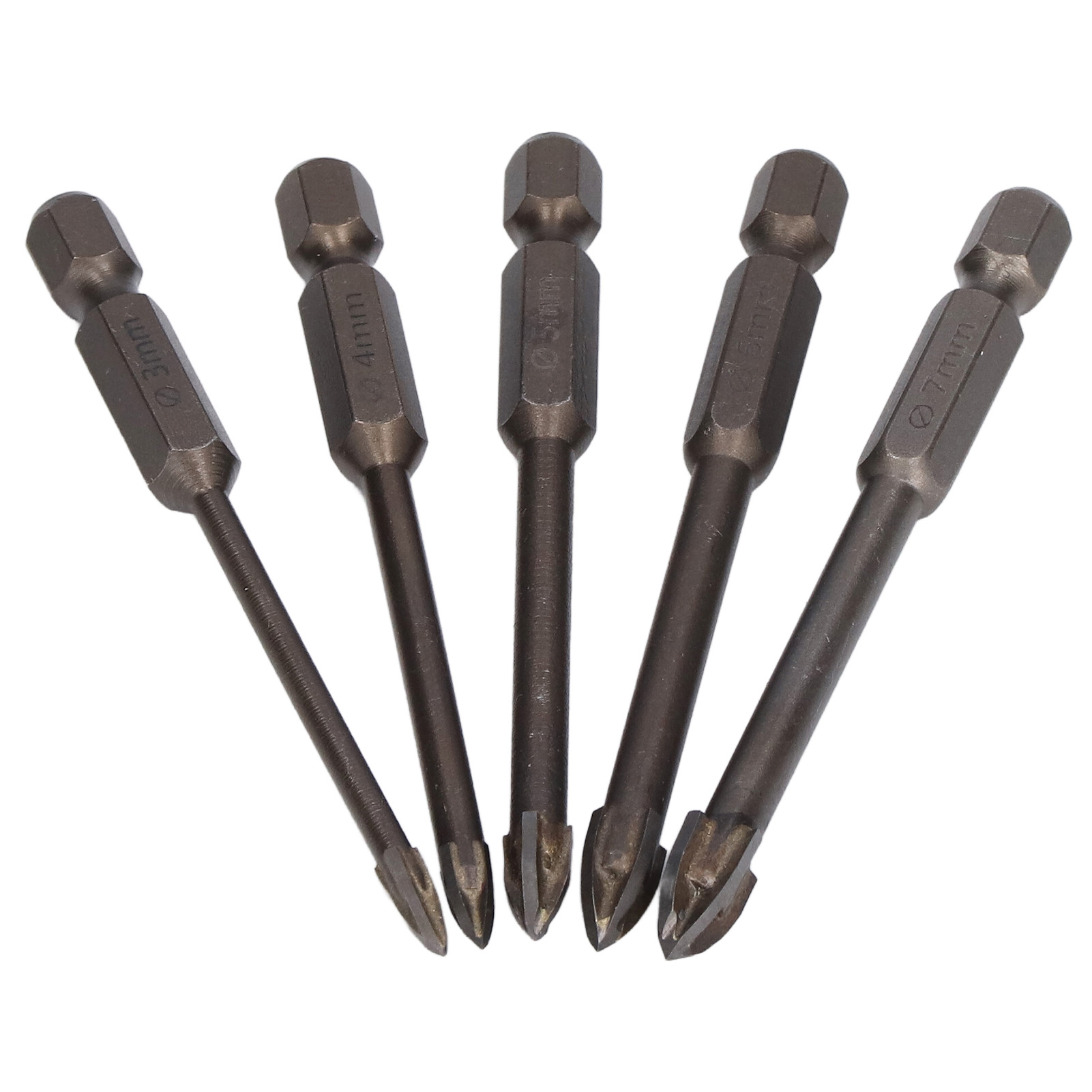 5-teiliges Set Kreuzsechskant-bohrer, Multifunktional, Aus Hartmetall, Zum Öffnen Von Betonlöchern Für Keramik Und Granit