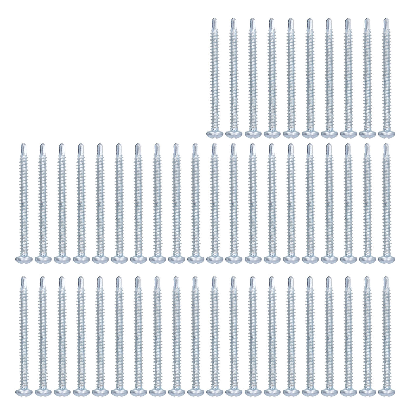 50 Stück Selbstbohrende Kreuzschlitzschrauben Aus Verzinktem Kohlenstoffstahl, 4,2 X 50 Mm Rundkopf