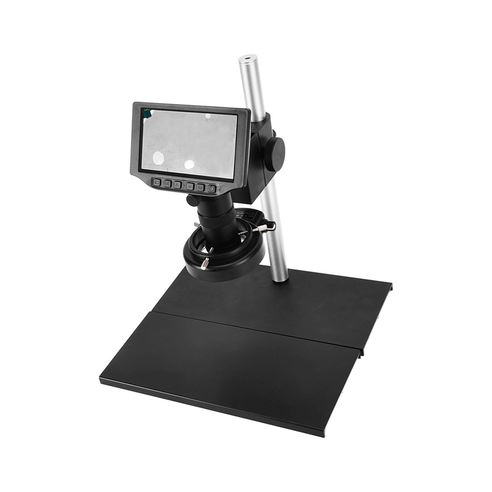 800-fache Vergrößerung, 24 Mp, 5-zoll-hd-digitalmikroskop Mit Metallstativ, 130-facher Vergrößerung, C-mount-objektiv, Ringlicht Für Handy-reparaturen, Ac 100–240 V, Eu-stecker