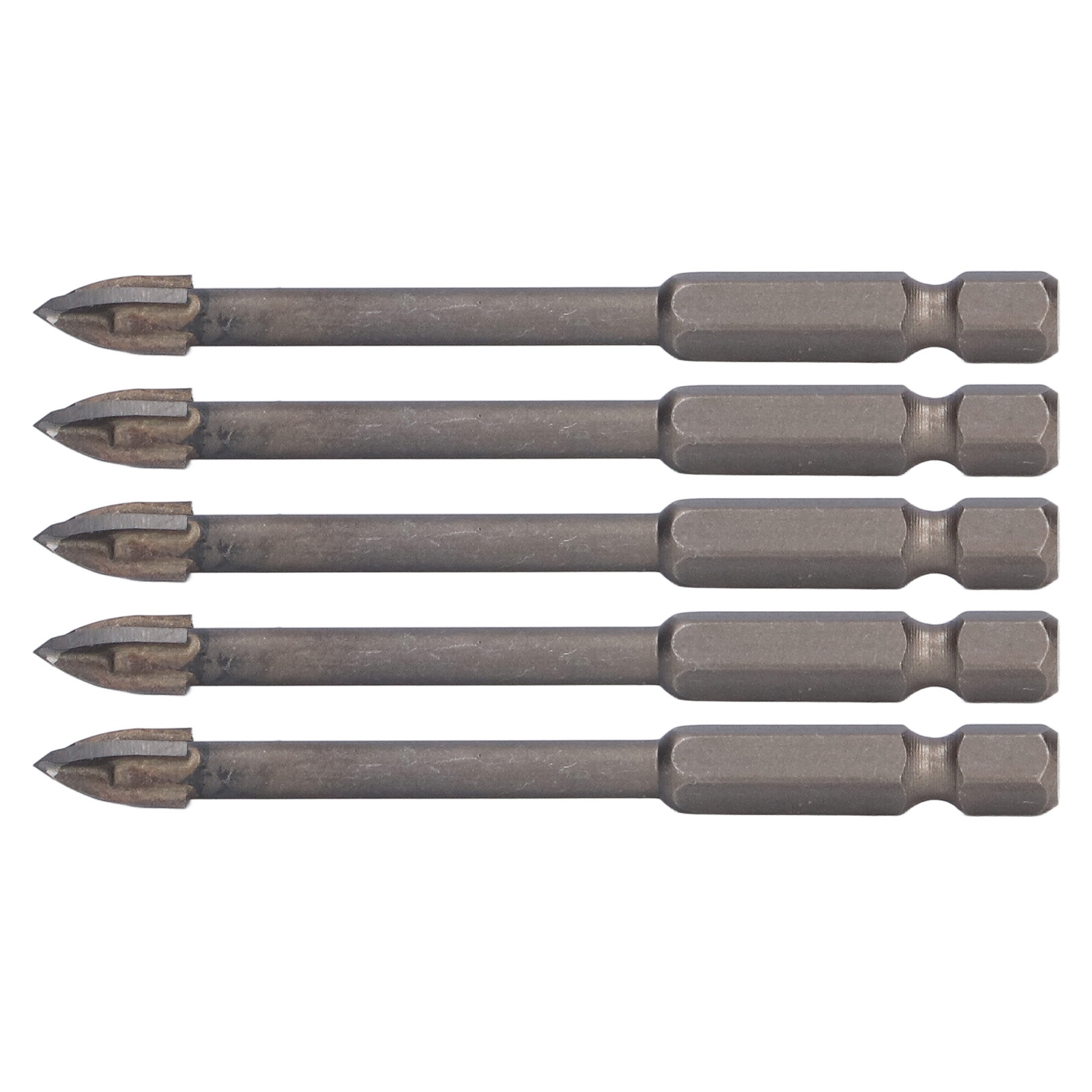 5-teiliges Kreuzbohrer-set, 1/4 Zoll Sechskantschaft, Für Fliesen, Glas, Keramik Und Beton, Lochöffner Aus Hartmetall, 7 Mm