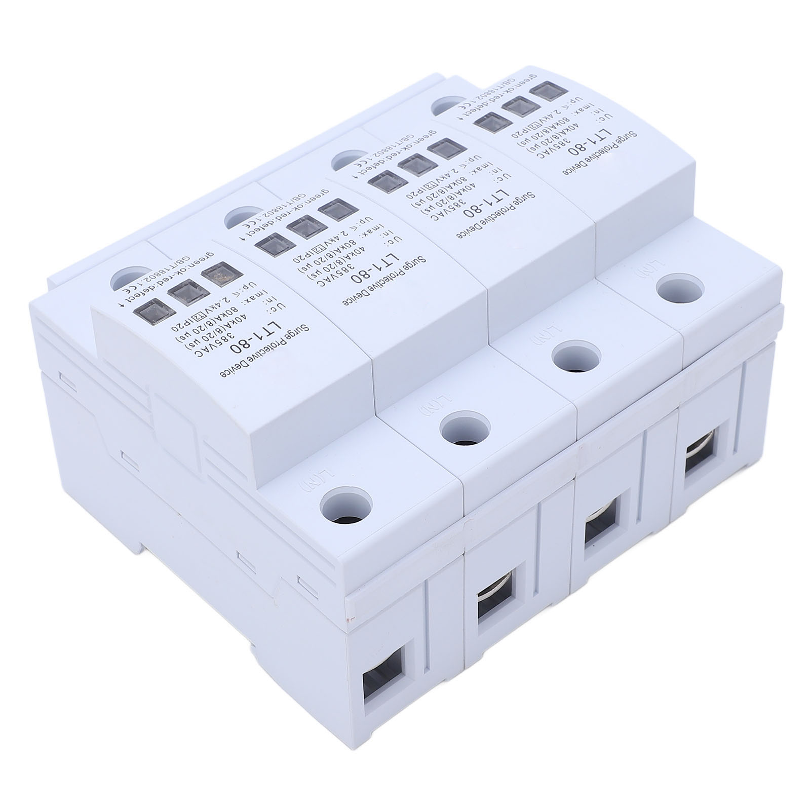 Überspannungsschutzgerät Für Wechselstrom, Modulares Design, Flammhemmend, Schnell Reagierend, Schienenmontage, 4-polig, 40–80 Ka, 385 V
