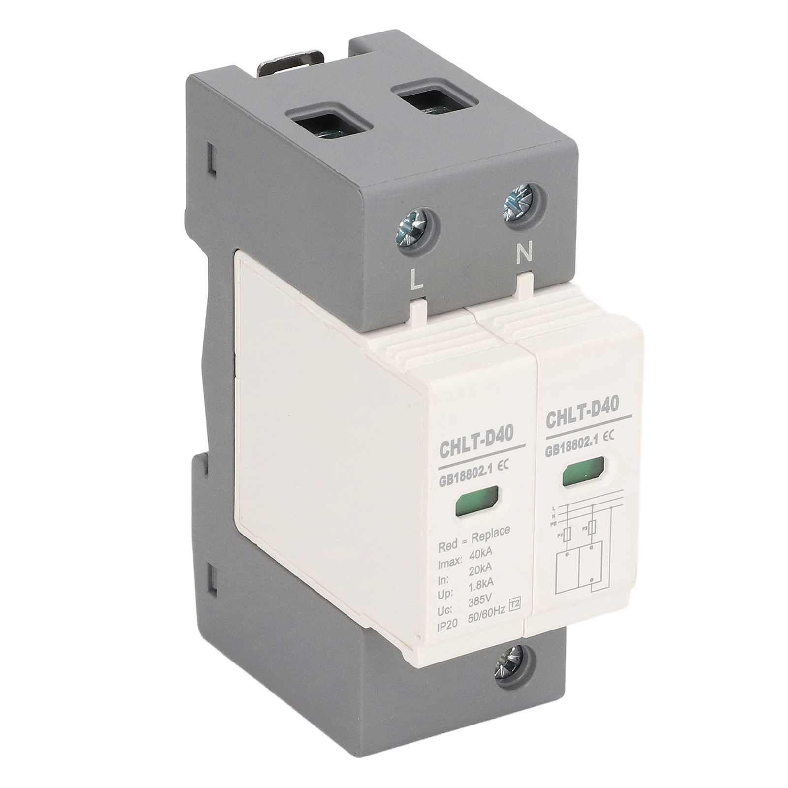 Überspannungsschutzgerät Für Wechselstrom, Modulares Design, Flammhemmend, Schnell Ansprechend, 2-polig, 40 Ka, 385 V
