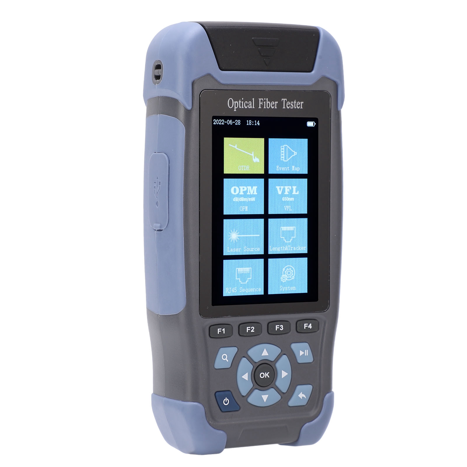 Otdr-glasfasertester, 3,5 Zoll, Optisches Zeitbereichsreflektometer, Dämpfungsdetektor, Eu-stecker, 110–220 V