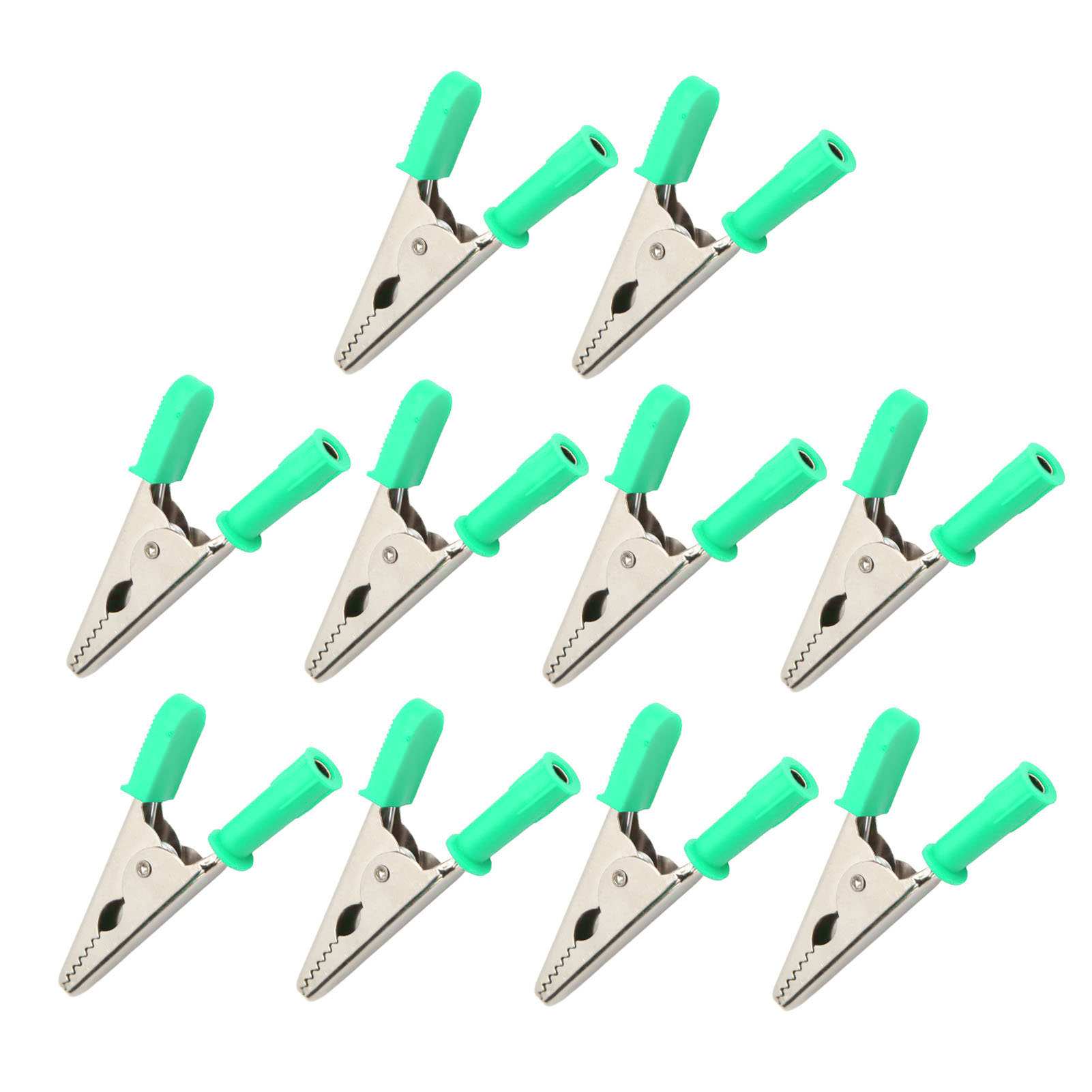 10 Stück Krokodilklemmen J.60047, 20 Mm Öffnung, Messing, Batterieprüfklemme Für Elektrische Prüfungen, Grün