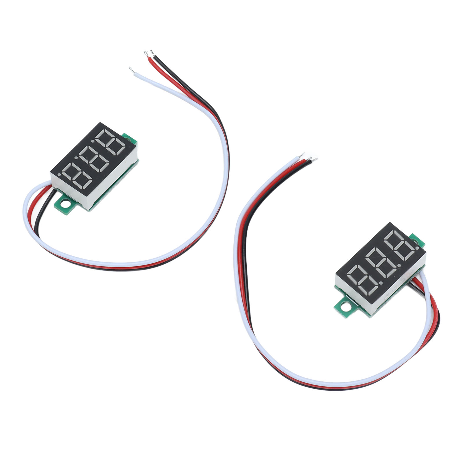 2 Stück Mini-digitalvoltmeter, 3-adriger Gleichspannungsprüfer, 0,36 Zoll Led, 0,00 V – 30,0 V, Verpolungsschutz