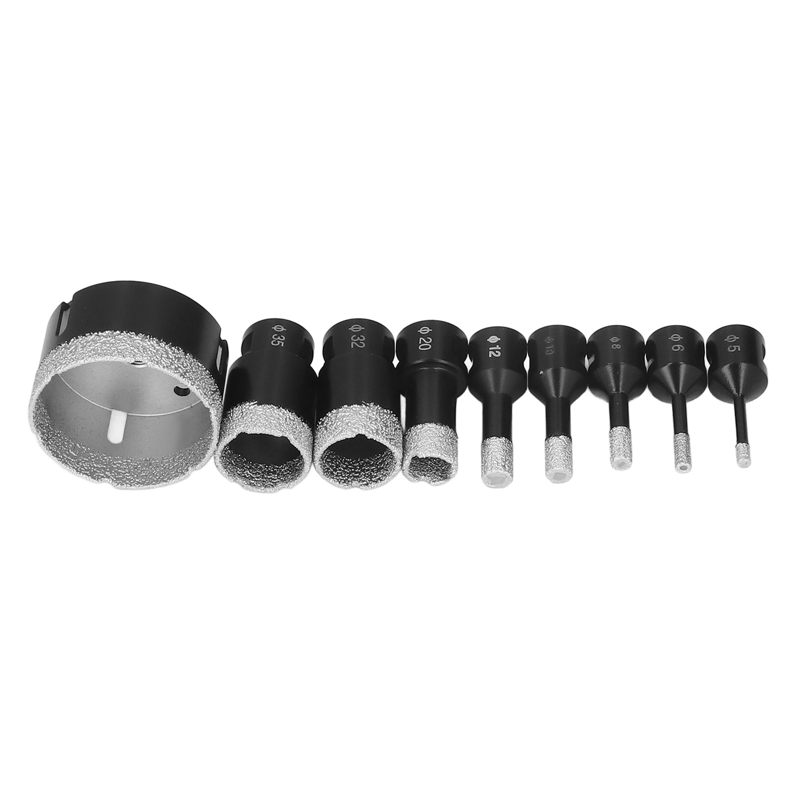 9-teiliges Diamant-lochsägen-set M14 Für Winkelschleifer, Gelötete Diamantbohrer In Den Größen 5, 6, 8, 10, 12, 20, 32, 35 Und 68 Mm Für Glas