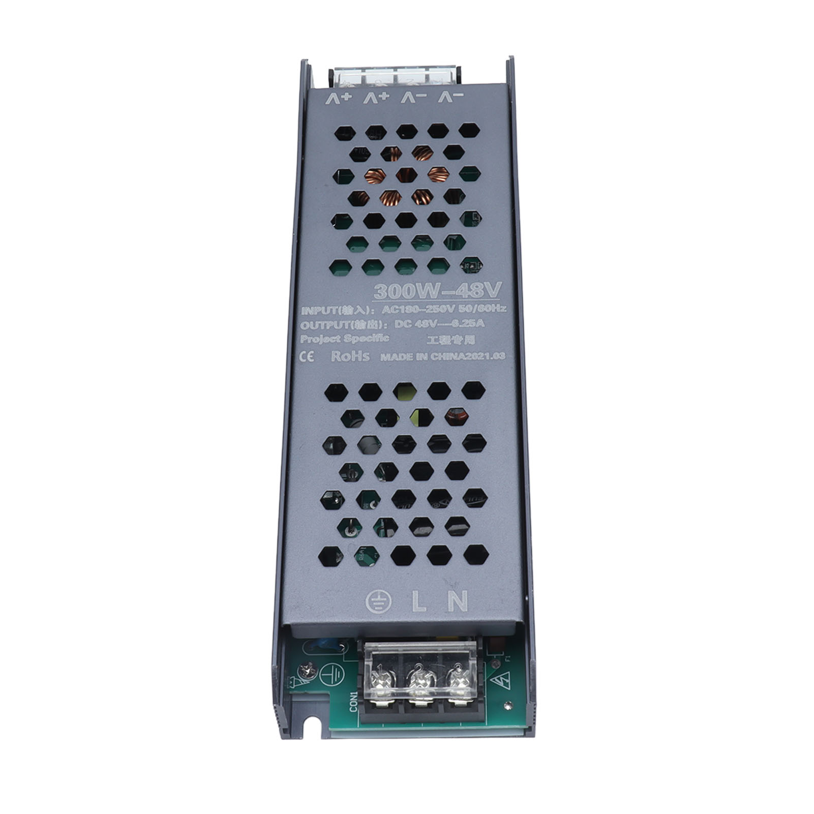 Led-schaltnetzteil-treiber, Magnetischer Lichttransformator, Schwarz, Langer Streifen, 48 V Ac, 180–250 V, 300 W, 6,25 A