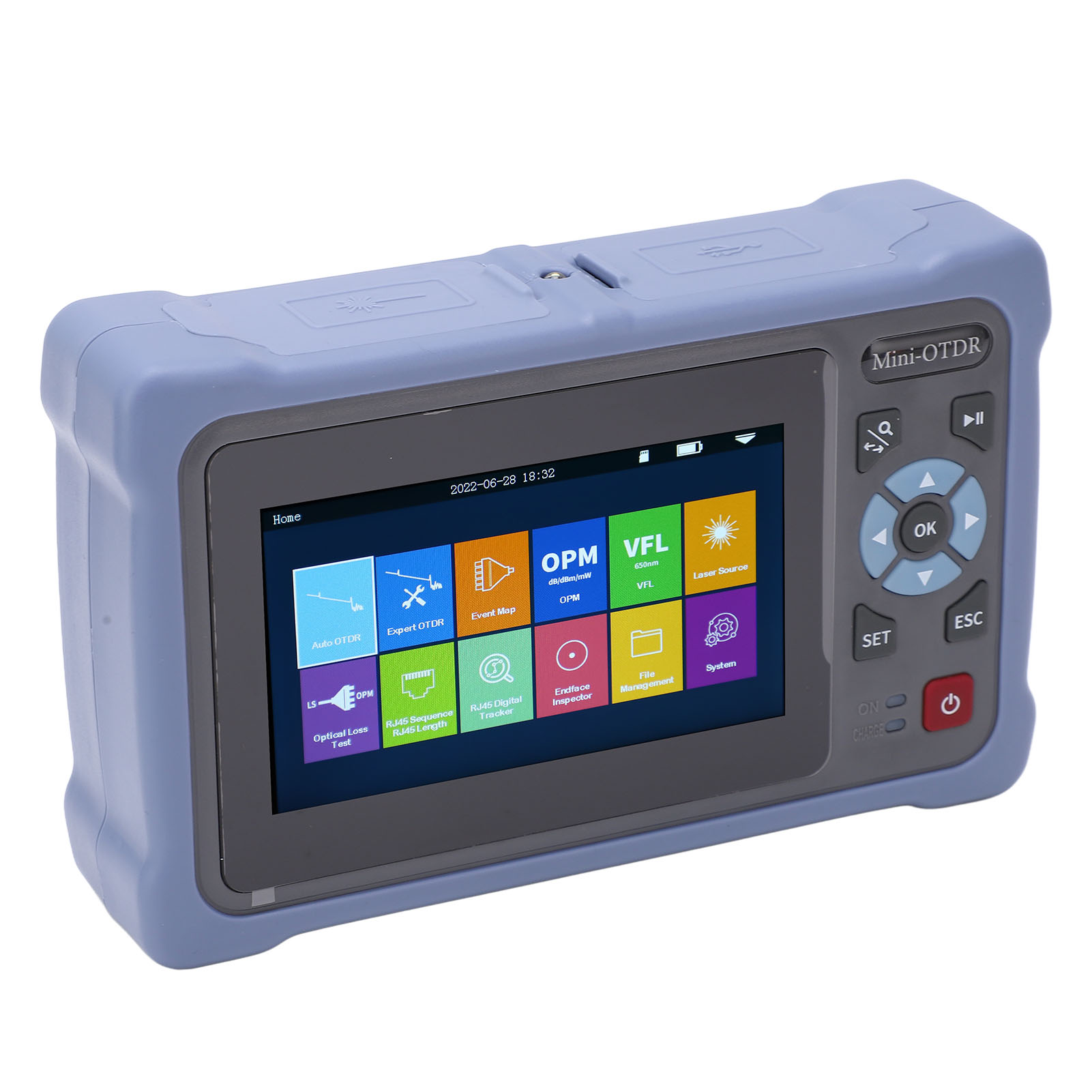 Optisches Netzwerk-testgerät (otdr) Mit Optischem Zeitbereichsreflektometer, 4,3-zoll-touchscreen, Eu-stecker, 110–240 V