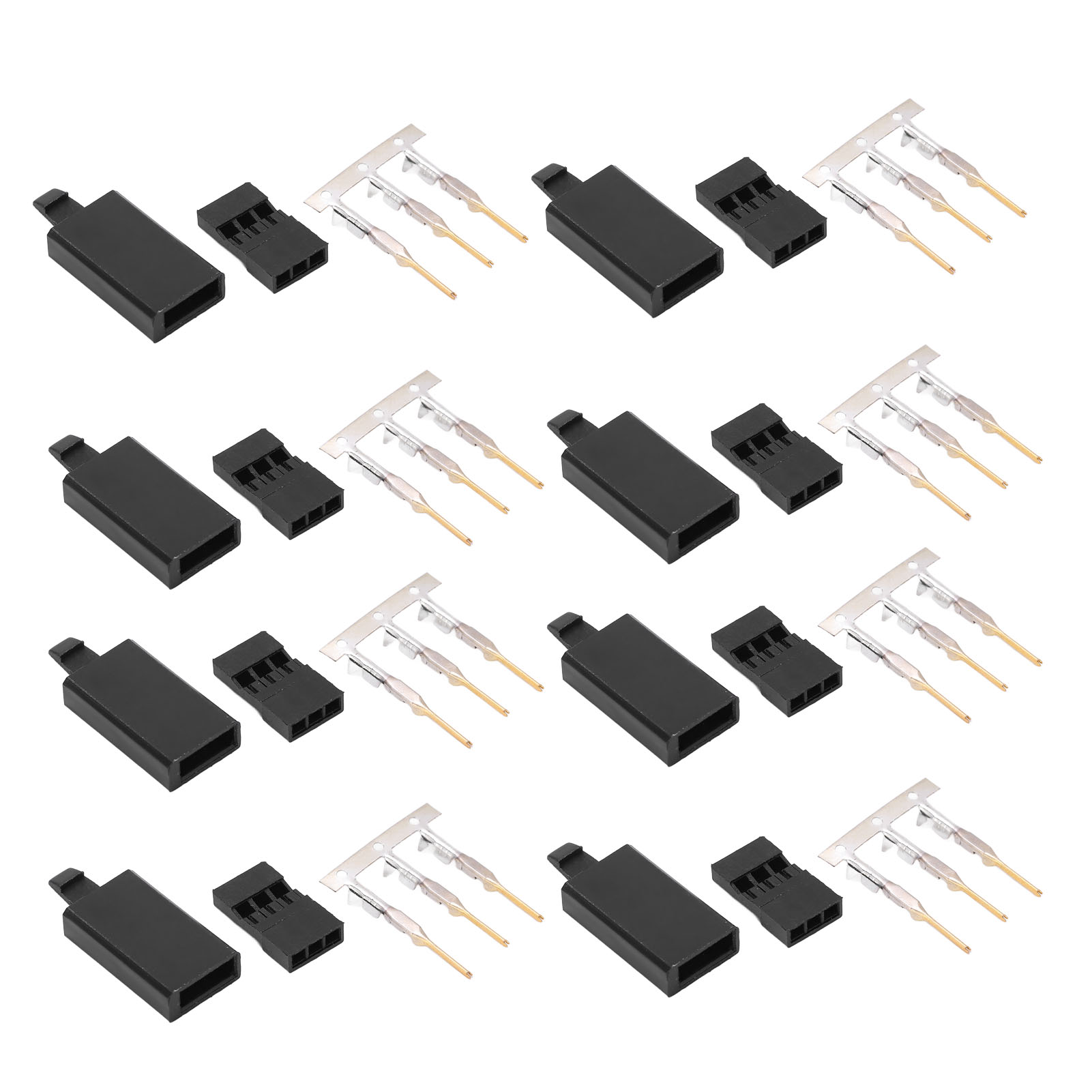 100er-set Rc-servo-steckverbinder-set, 3-poliges Gehäuse, Jst-steckerleiste 11.041 Mit Haken Für Modellflugzeuge