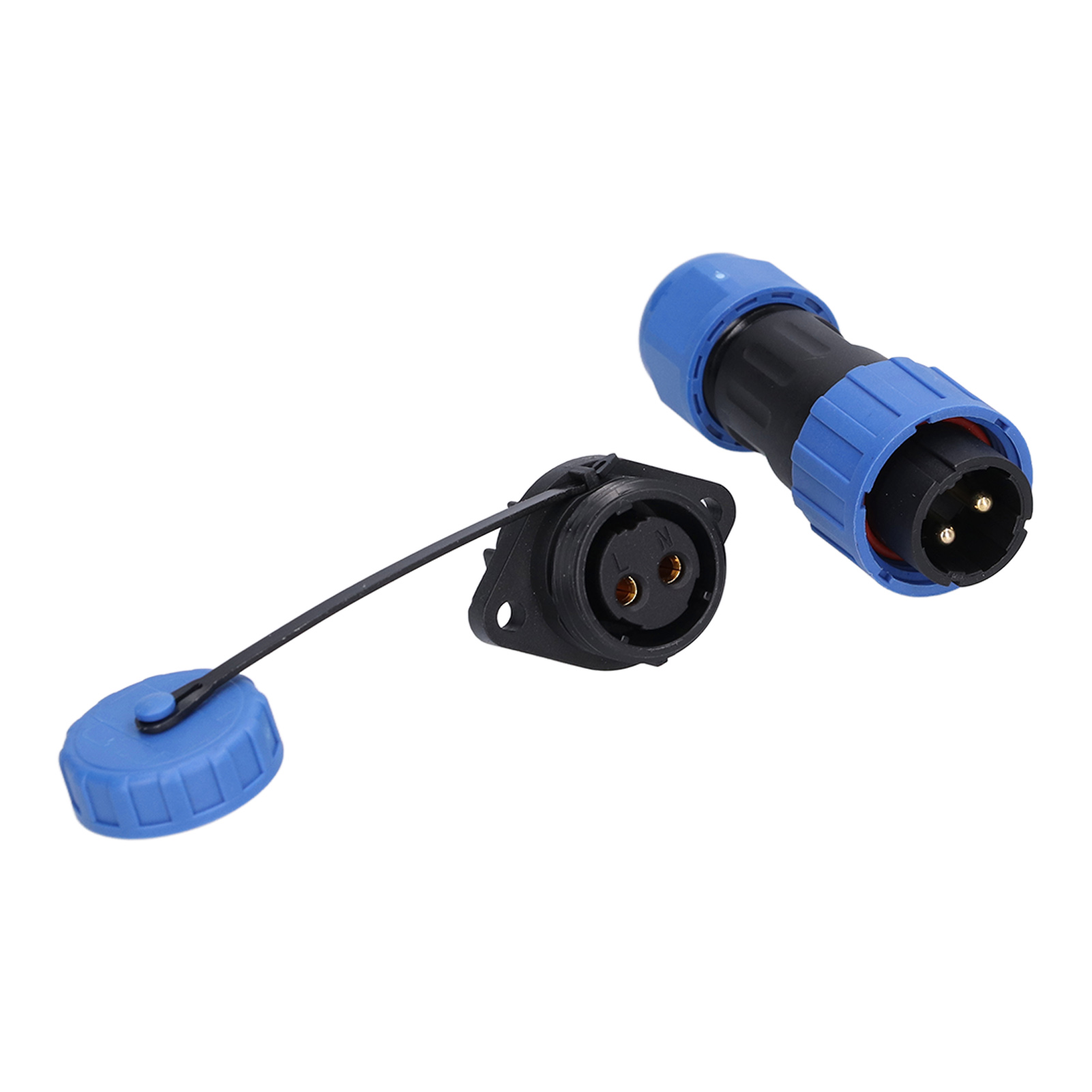 Wasserdichter 2-poliger Ip68-flugzeugstromstecker 250 V 20 A Mit Flansch Für Kabel Und Leitungen Lp16