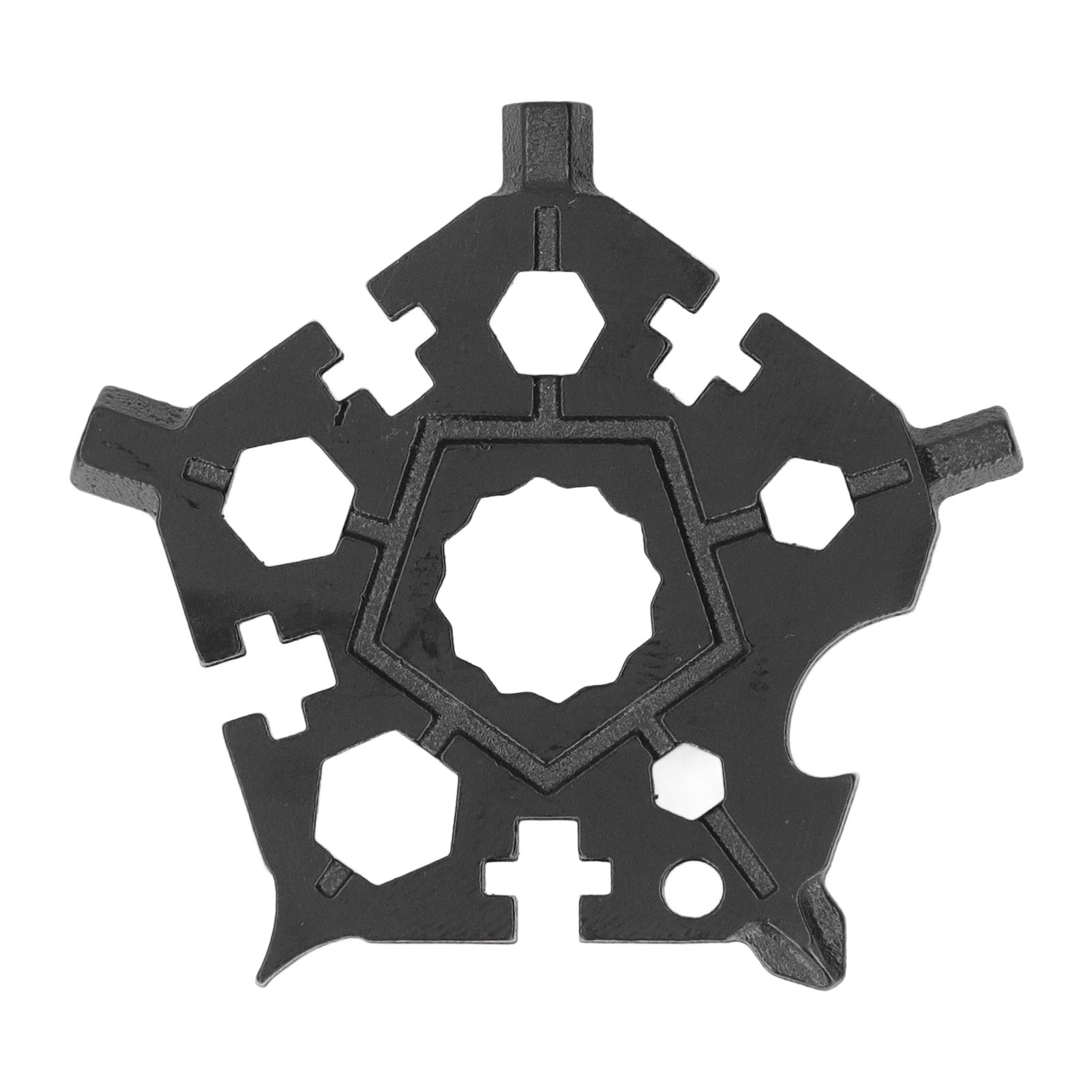 Snowflake Schraubenschlüssel, Kohlenstoffstahl, 23-in-1-multifunktionswerkzeug, Schraubendreher, Flaschenöffner, Schwarz