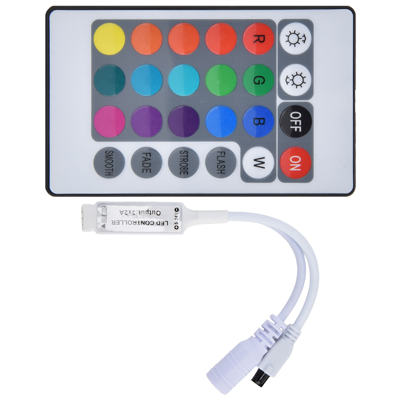 Kabelloser Infrarot-fernbedienungscontroller Mit 24 Tasten Für Farbige Led-lichtleisten Zur Steuerung Von Einfarbigen Lampen Mit Led-lichtquelle