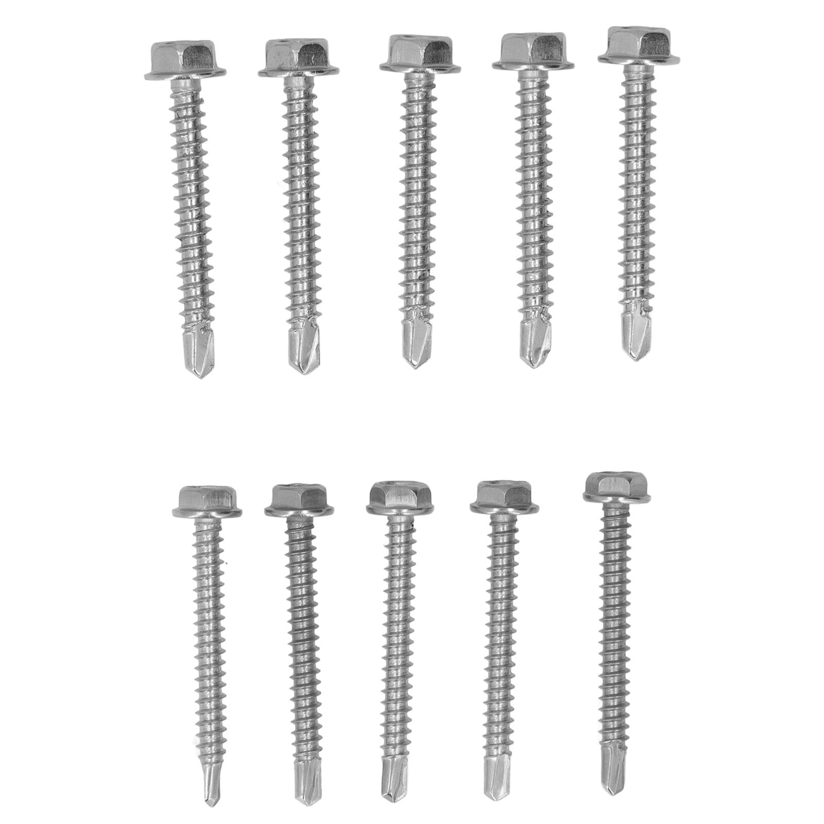 100er-sortiment Selbstbohrender Schrauben Mit Sechskantkopf, Edelstahl 410, 4,2 X 38 Mm Und 4,8 X 38 Mm