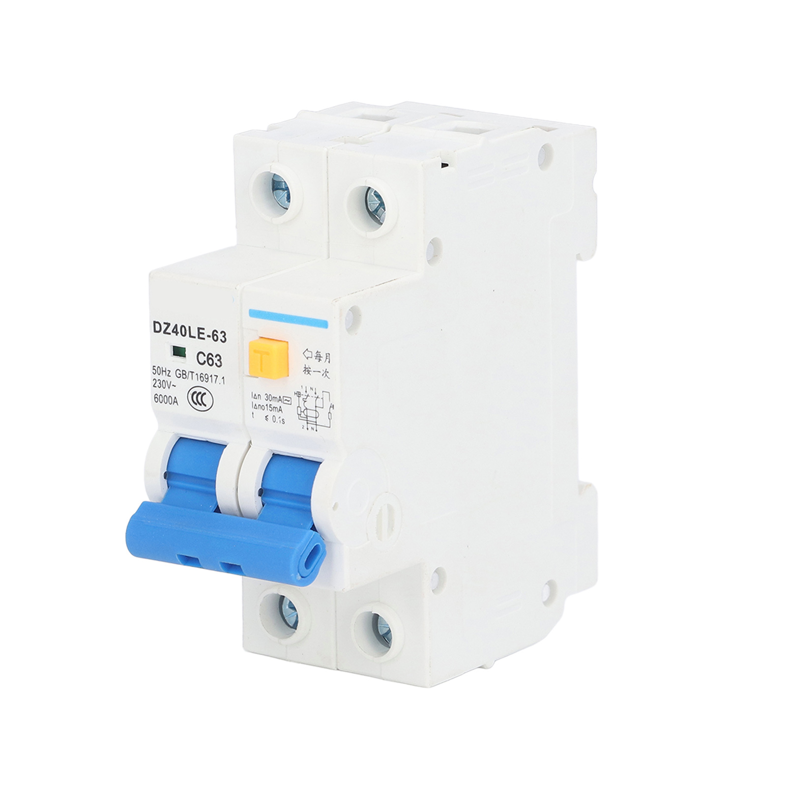 Fehlerstromschutzschalter Pa66, Fehlerstromschutzschalter Für Elektrische Systeme, 63 A, 230 V, 30 Ma