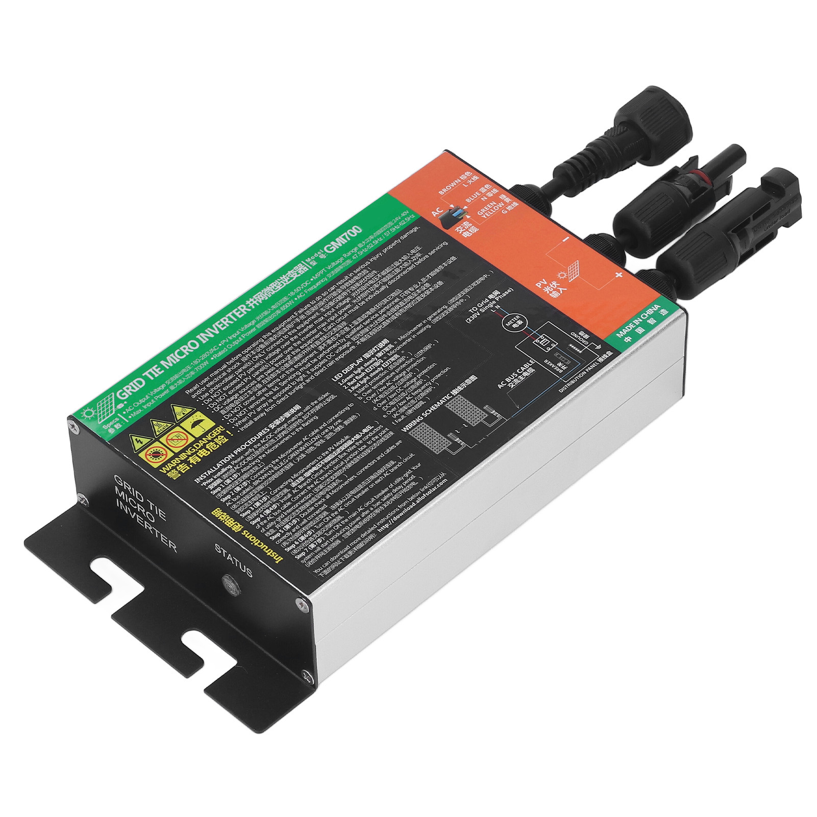 Solar-mikrowechselrichter, Netzgekoppelt, Mppt, Reiner Sinus-wechselstrom, 120 V, 700 W
