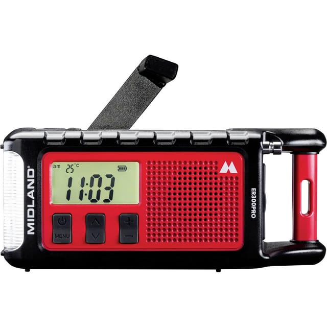 MIDLAND ER300PRO - UKW-Kurbelradio, mit Akku und Solarpanel