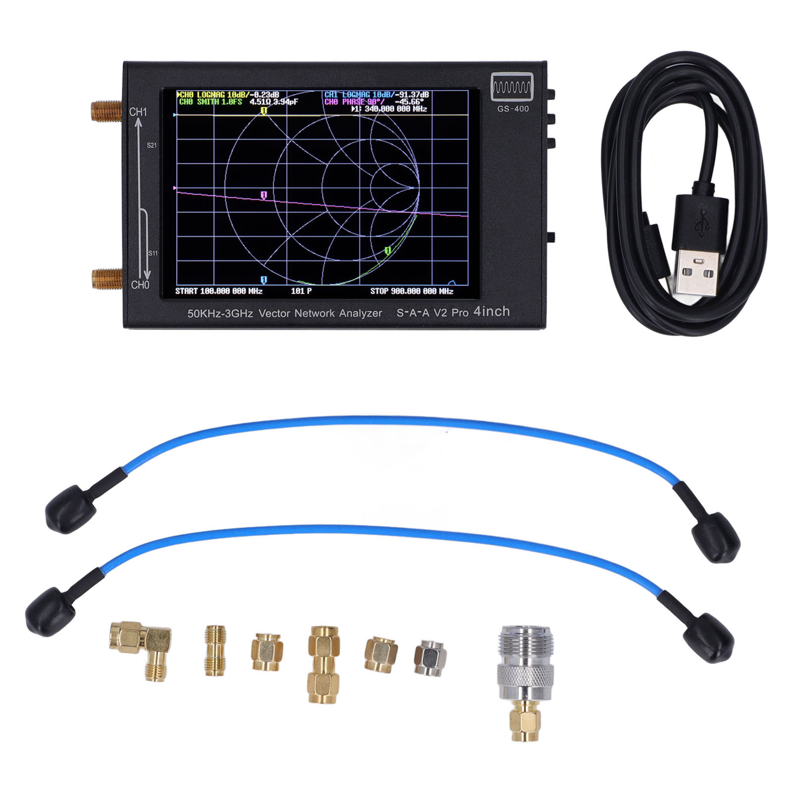 Tragbarer 4-zoll-vektornetzwerkanalysator Für Hf, Vhf Und Uhf (50 Khz Bis 3 Ghz)