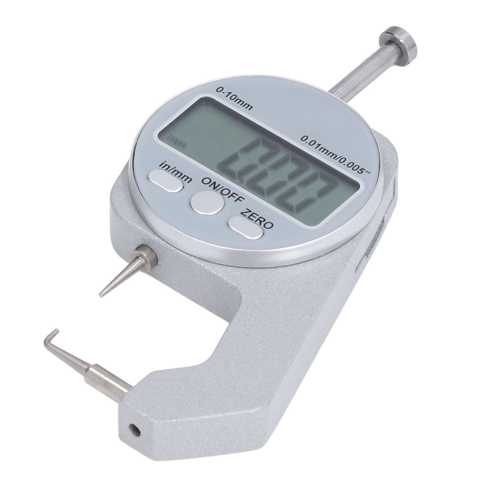Dickenmessgerät 0–10 Mm Messbereich, Lcd-bildschirm, Digitalanzeige, Gebogene Spitze, Mini-dickenmessgerät