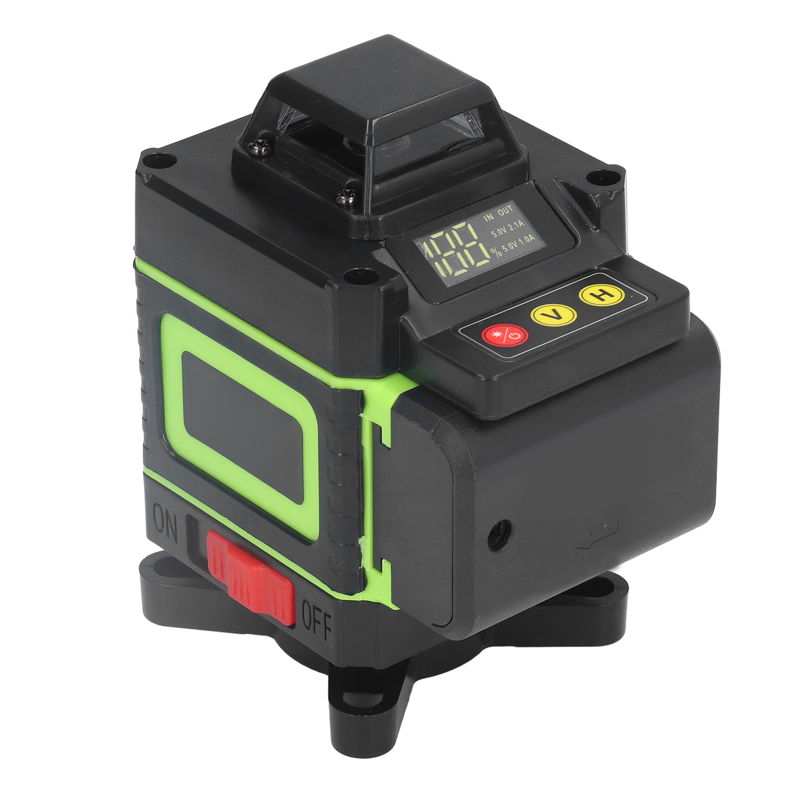 Laser-nivelliergerät Mit 16 Linien, 4d-selbstnivellierung, Fernbedienung, Digitalanzeige, Eu-stecker (110–240 V), Grün