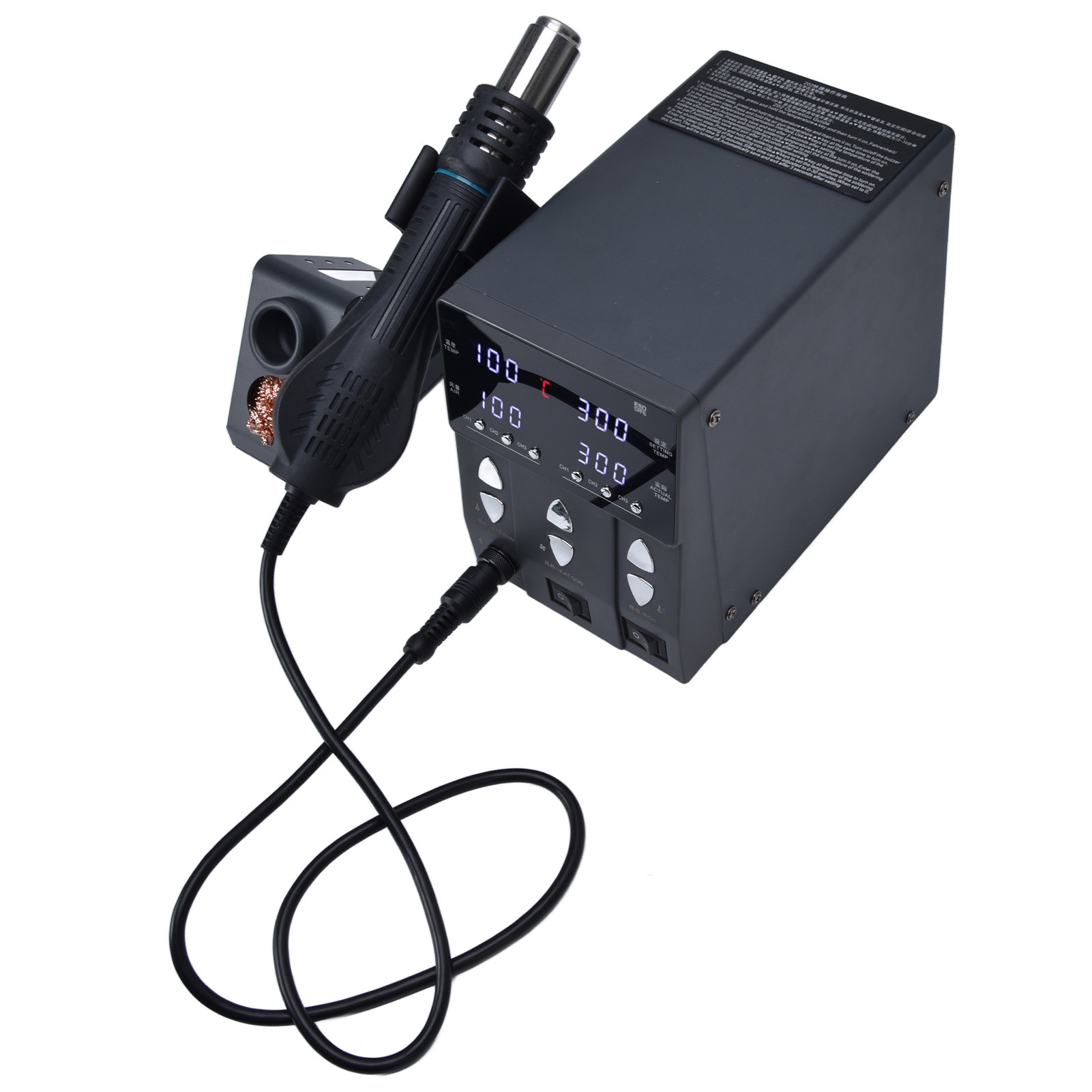 Heißluft-lötstation Für Nachbearbeitung, Abs, Edelstahl, 2-in-1-lötstation, 760 W, Eu-stecker (ac 220 V)
