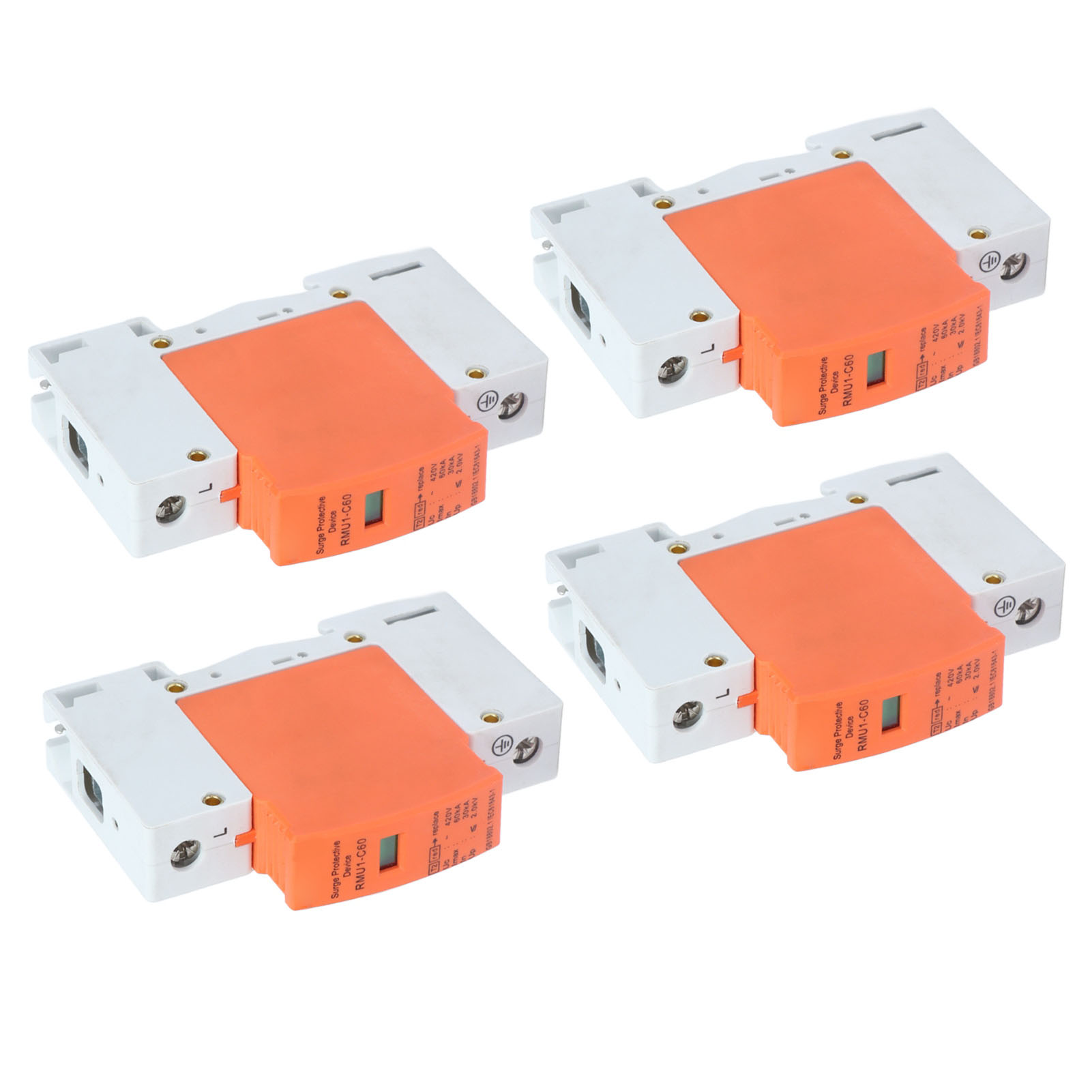 4 Stück 1p Überspannungsschutzgerät Din-schienenmontage Spd Hausableiter Schutzschalter Ac 420v Rmu1‑c60imax：60ka
