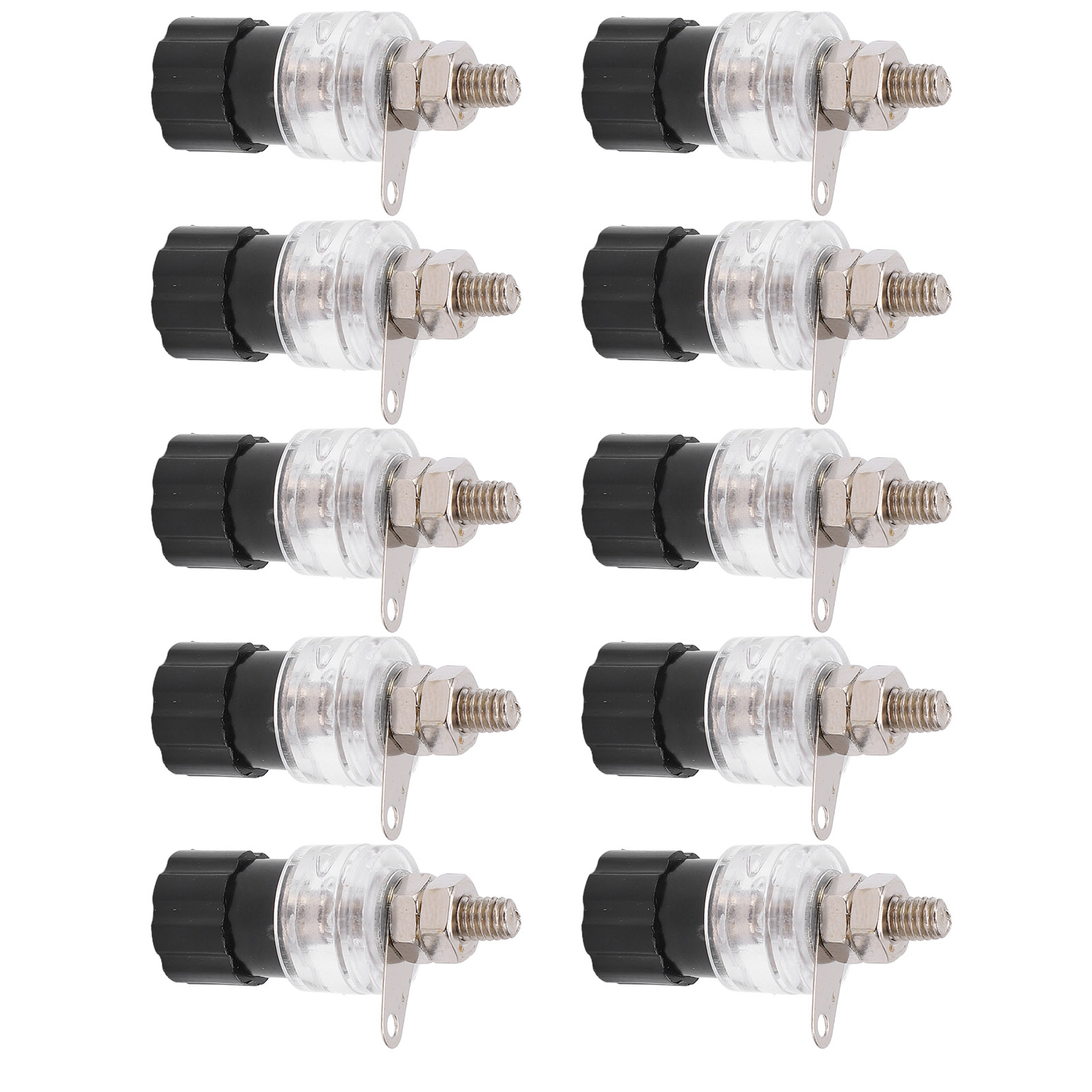 10 Stück Bananenstecker 4 Mm/0,2 Zoll, Kupferschraube, Transparentes Zinklegierungsmaterial, Lautsprecheranschlussklemmen, 30 V Ac – 60 V Dc, Schwarz