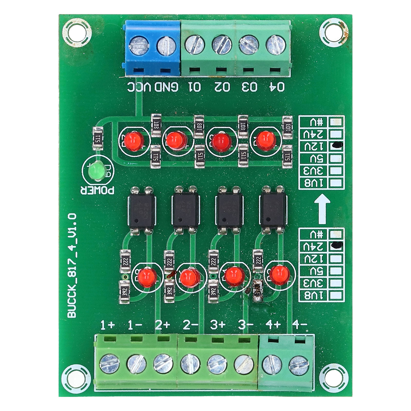 Optokoppler-isolationsplatine 24 V Auf 5 V Sps-pegel-spannungswandlermodul 4-kanal