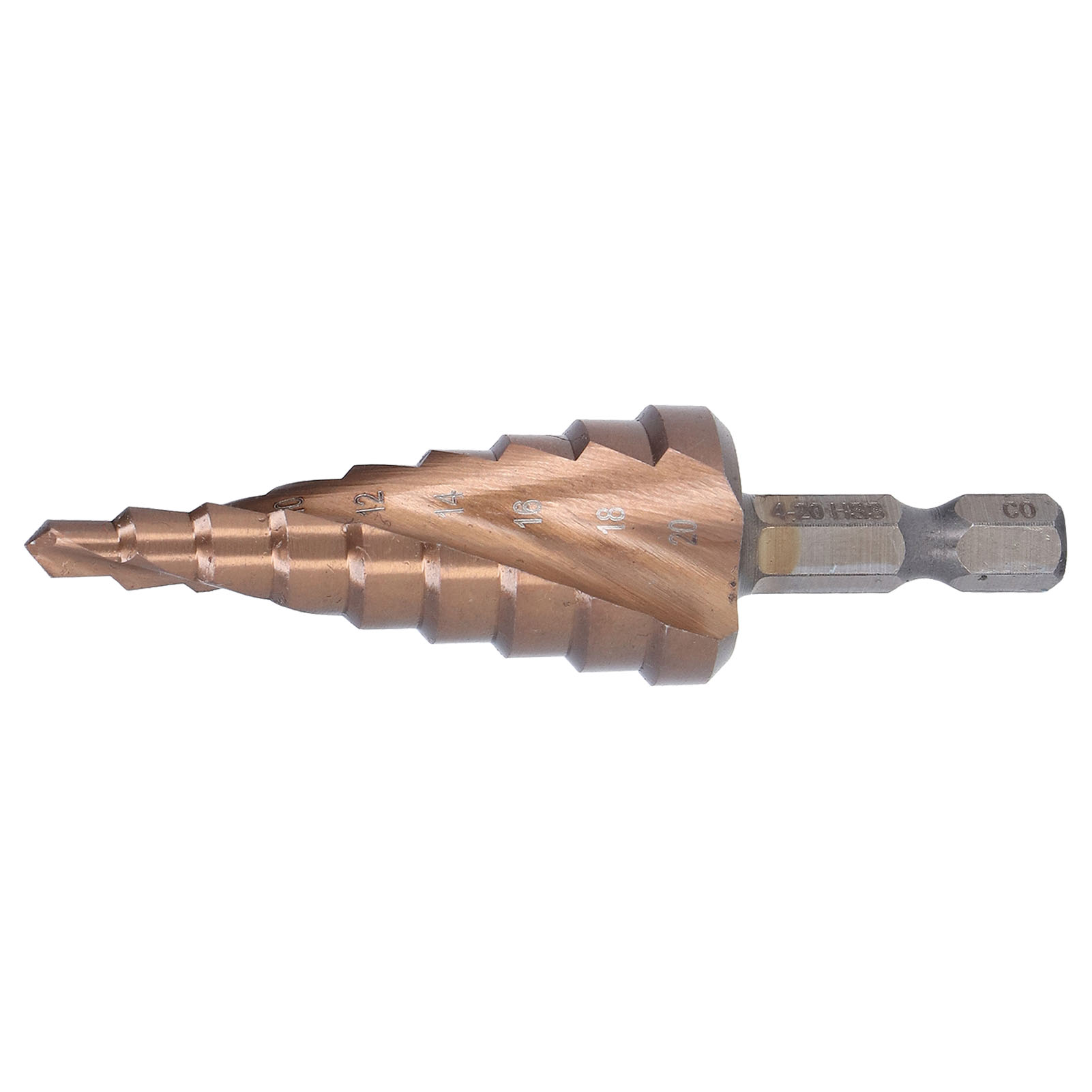 Stufenbohrer, Titanbeschichtet, Hss-bohrerschärfer, 118°, 1/4"-schaft, Doppelt Genutete Stufenbohrer, Spirale