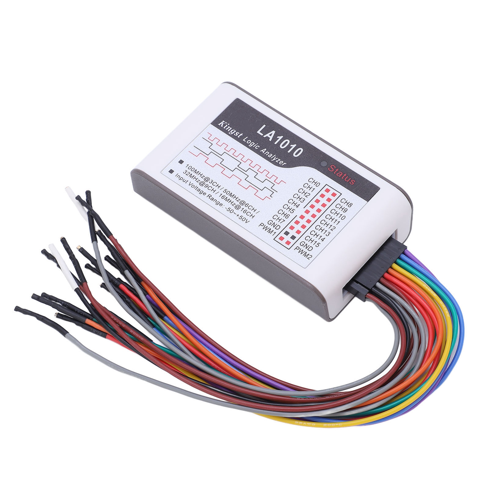 16-kanal-logikanalysator Mit Kabel, Tragbares Analysegerät, 100 Mhz Abtastrate, -50-v-eingang
