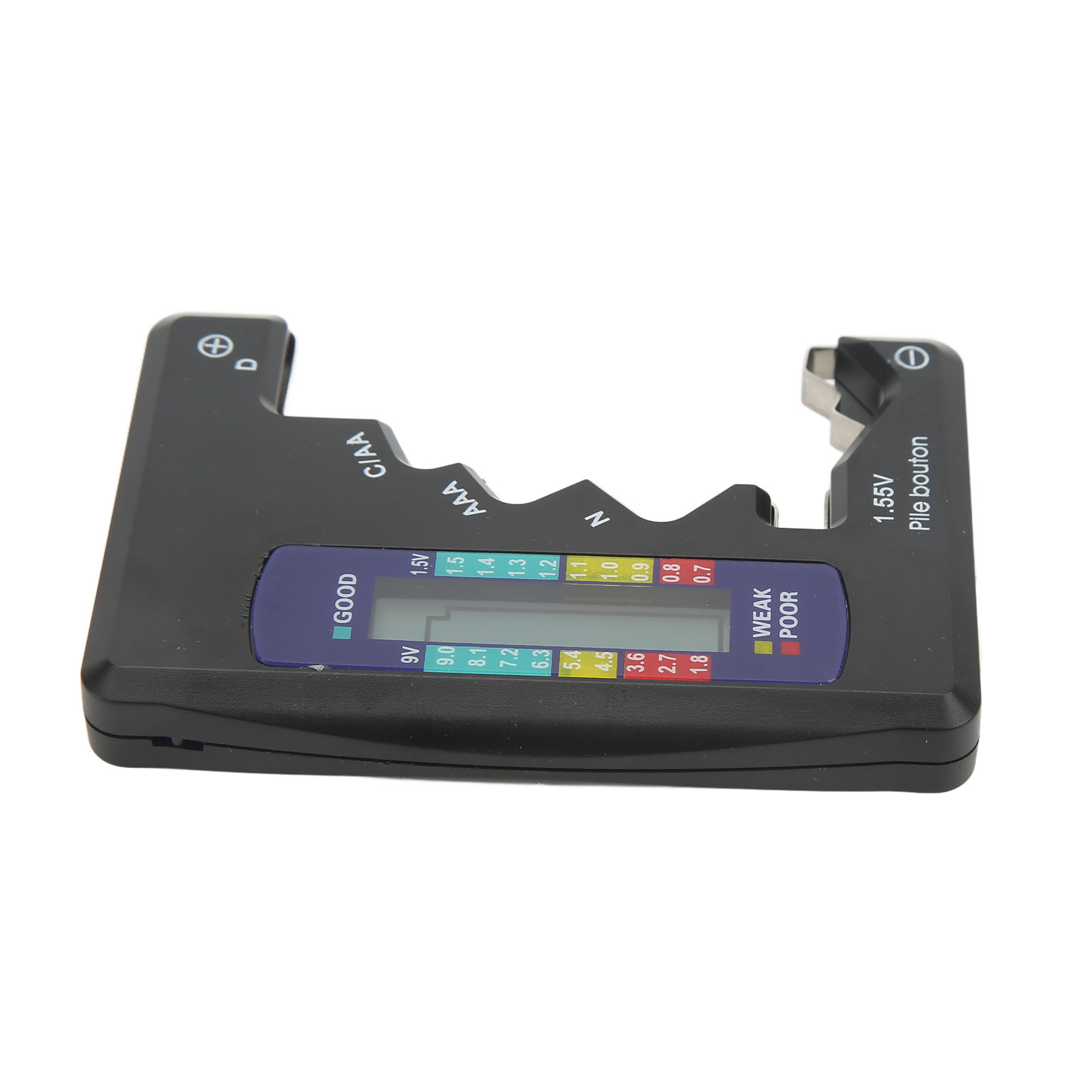 Digitaler Batteriekapazitätsmesser, Universell, Dcn Aaa Aa 9v 1,5v Knopfzellenanalysator, Schwarz