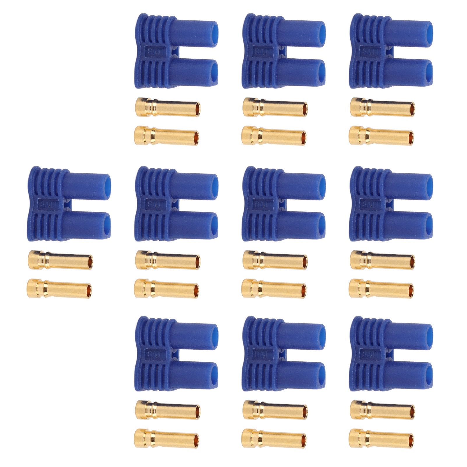 10er-set 13.021 Ec2 Style 2mm Gold Bananenstecker (weiblich) Mit Gehäuse Für Rc-akkus