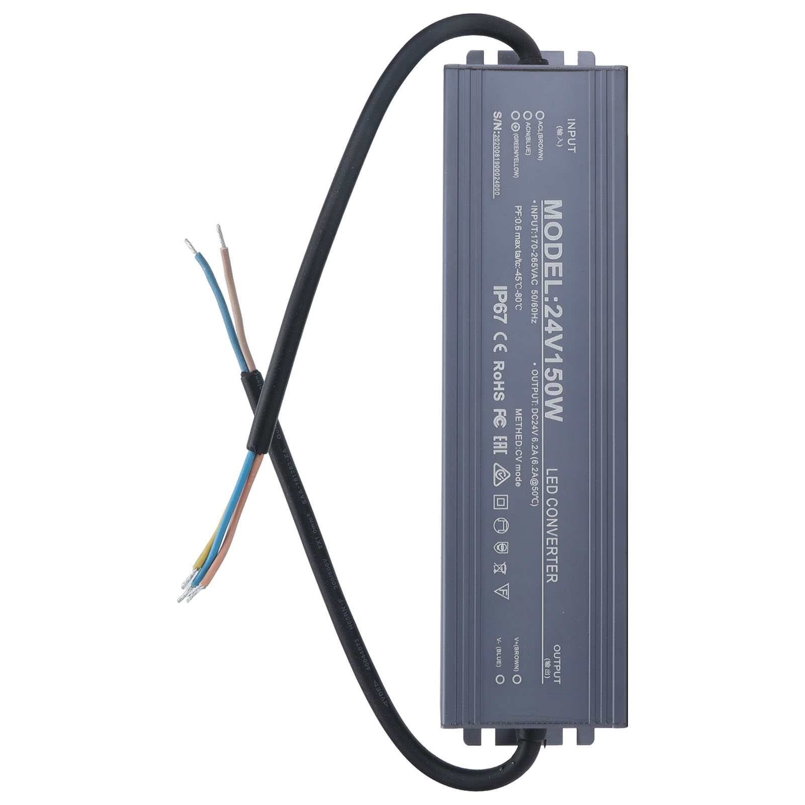 Ip67 Wasserdichtes Netzteil Led-treiber Transformator Spannungswandler Adapter Ac170–265v Eingang 24v 6,2a
