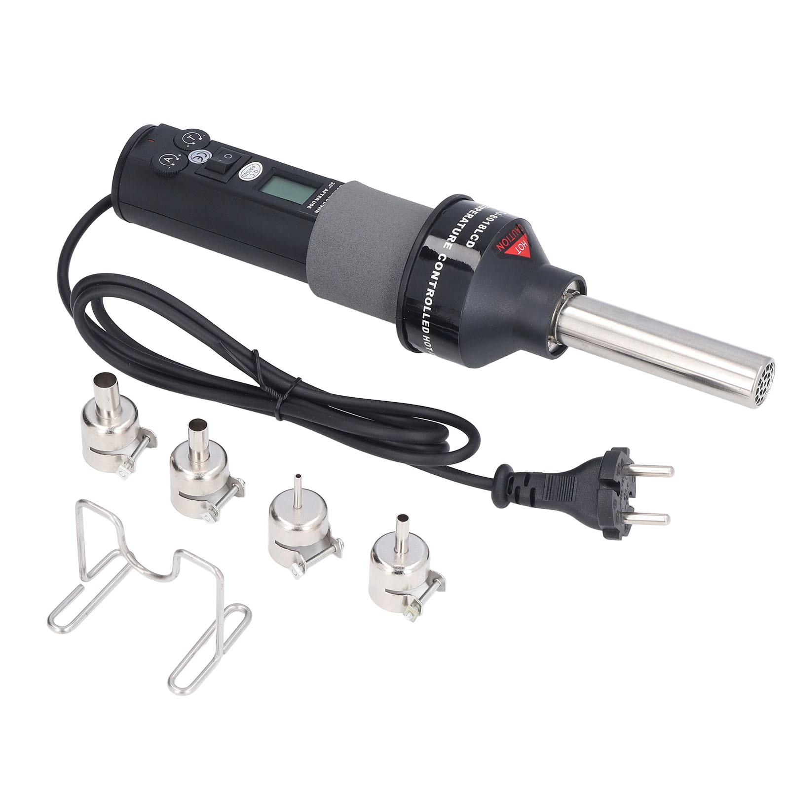 6-teiliges Heißluftpistolen-set Mit Lcd-digitalanzeige, Einstellbarer Temperaturregelung Und Tragbarer Heizfunktion Zum Löten, Eu-stecker 220 V