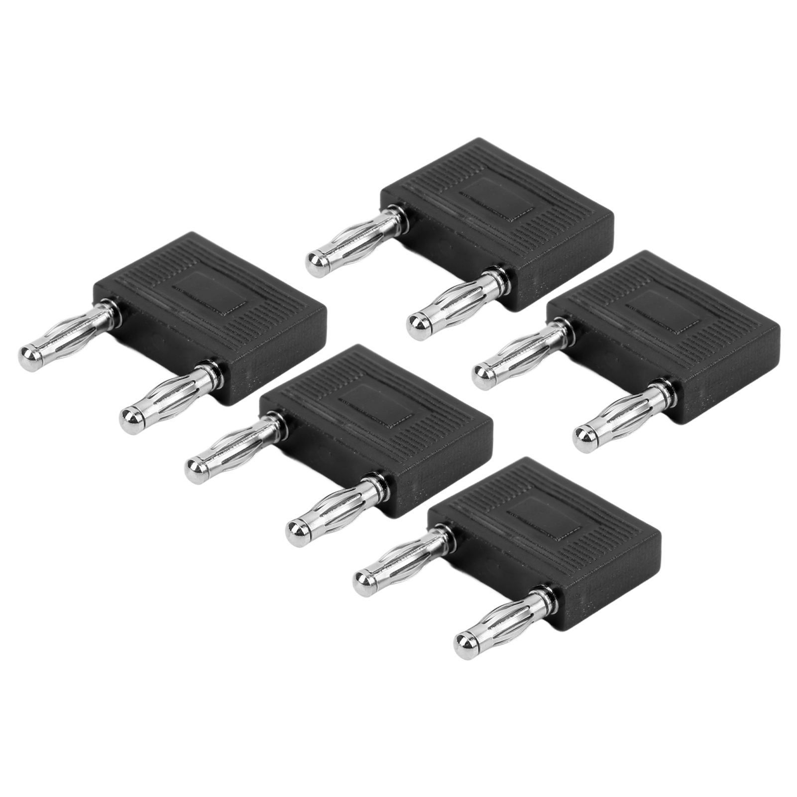 5 Stück Doppelreihige Bananenstecker, Vernickeltes Kupfer, 2-wege-doppelbananenstecker Für Lautsprecherkabel, Schwarz