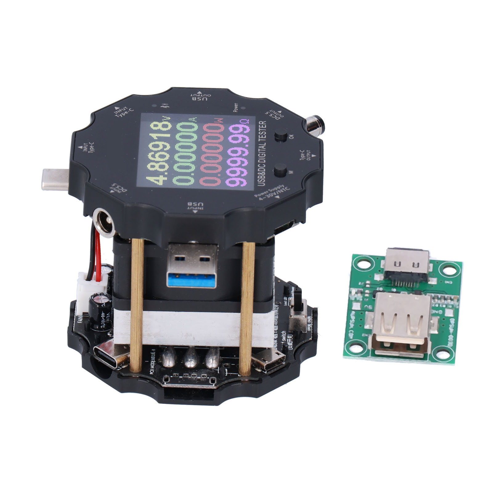 Usb-tester Mit Hochauflösendem Led-bildschirm, 3-in-1-digitalmultimeter Mit Modul, Eisengehäuse Für Spannungs-, Strom- Und Leistungsprüfung