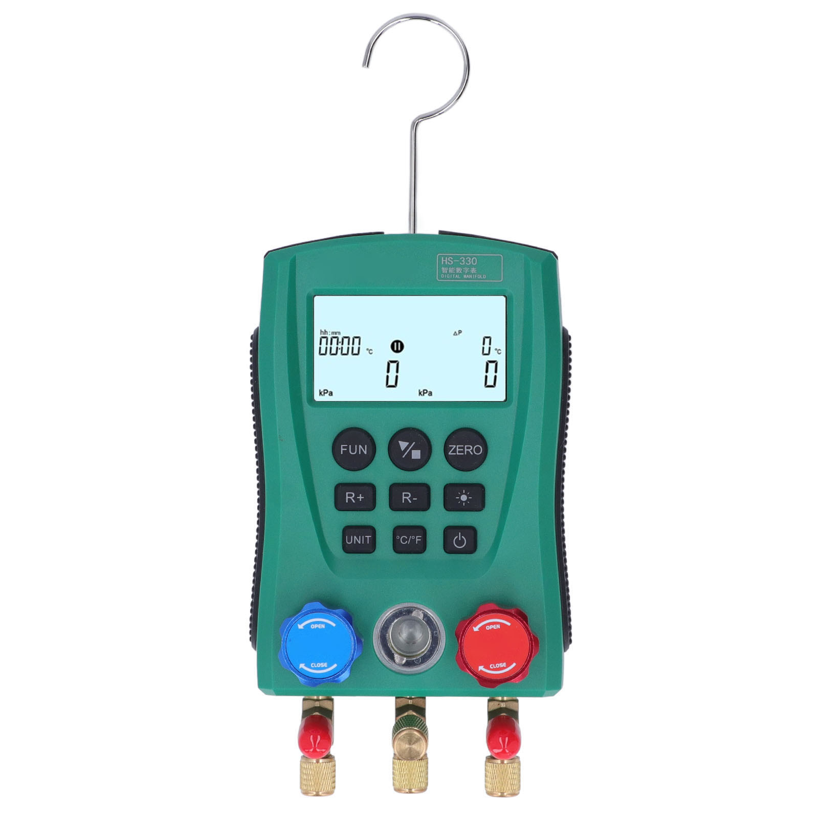 Digitales Manometer Aus Aluminiumlegierung G1/4 Mit Drehknopf, Zweikanal-anzeige Mit Intelligenter Berechnung Für Kältemitteldruck