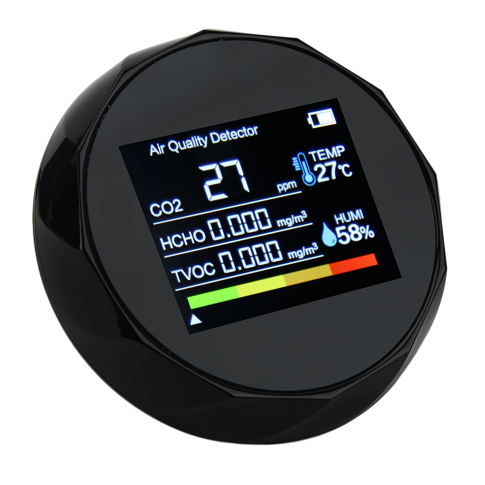 Zn-2co5 Digitaler Luftqualitätsmonitor 5 In 1 Infrarotsensor Kohlendioxid-detektor Hcho Temperatur- Und Feuchtigkeitsmesser Schwarz