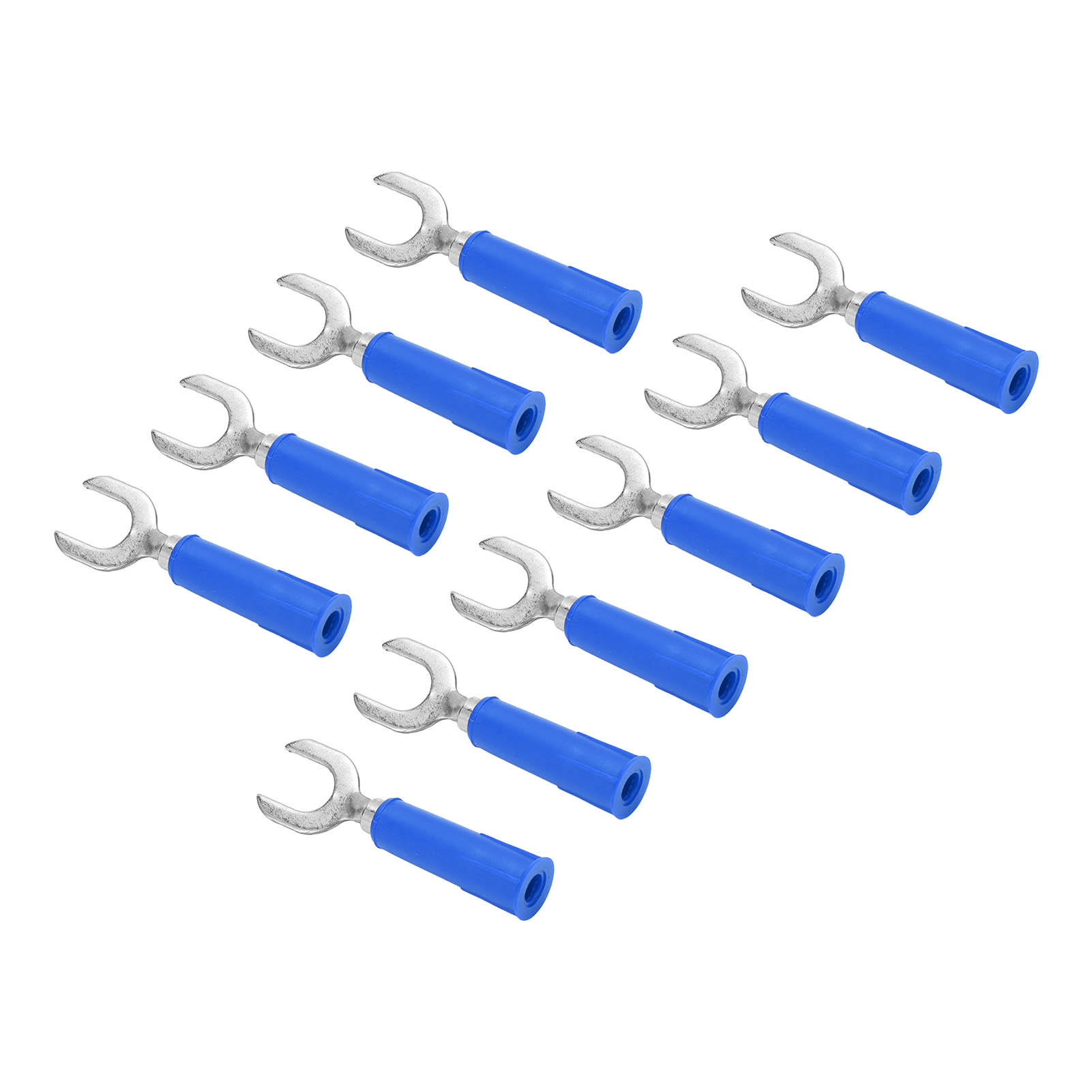 10 Stück Gabel- Und Bananenstecker, Messing, Pvc-optik, 4 Mm Bohrung, 8 Mm U-förmiger Stecker, Blau