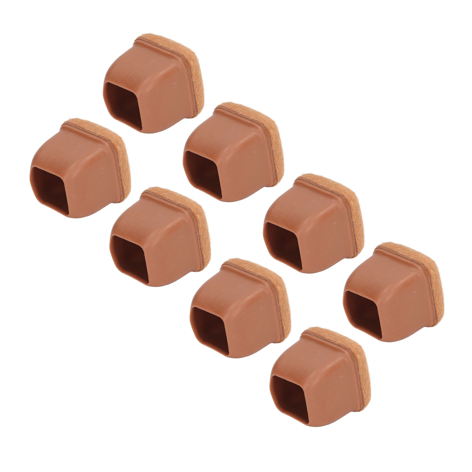 8-teiliges Set Stuhlbeinschoner, Hockerfüße, Tischbeinschoner, Geräuscharm, Verdickt, Braun, Quadratisch, Größe M