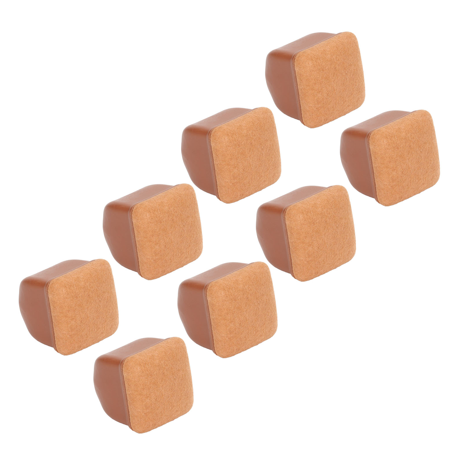 8-teiliges Set Stuhlbeinschoner, Hockerfüße, Tischbeinschoner, Geräuscharm, Verdickt, Braun, Quadratisch, Größe L