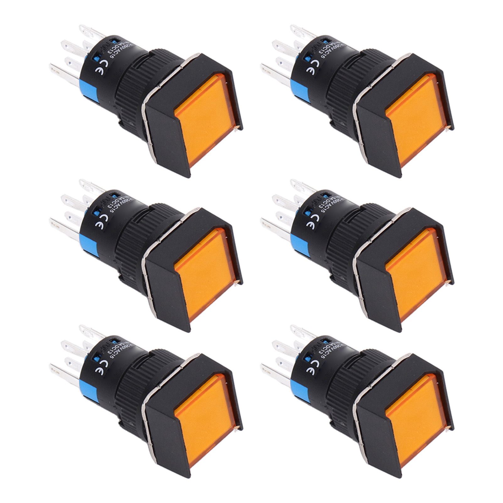 25 Stück Quadratische Drucktaster Aus Abs-messing, 8-polig, Selbstverriegelnd, Mit Beleuchtung, 16 Mm, 12 V, Gelb