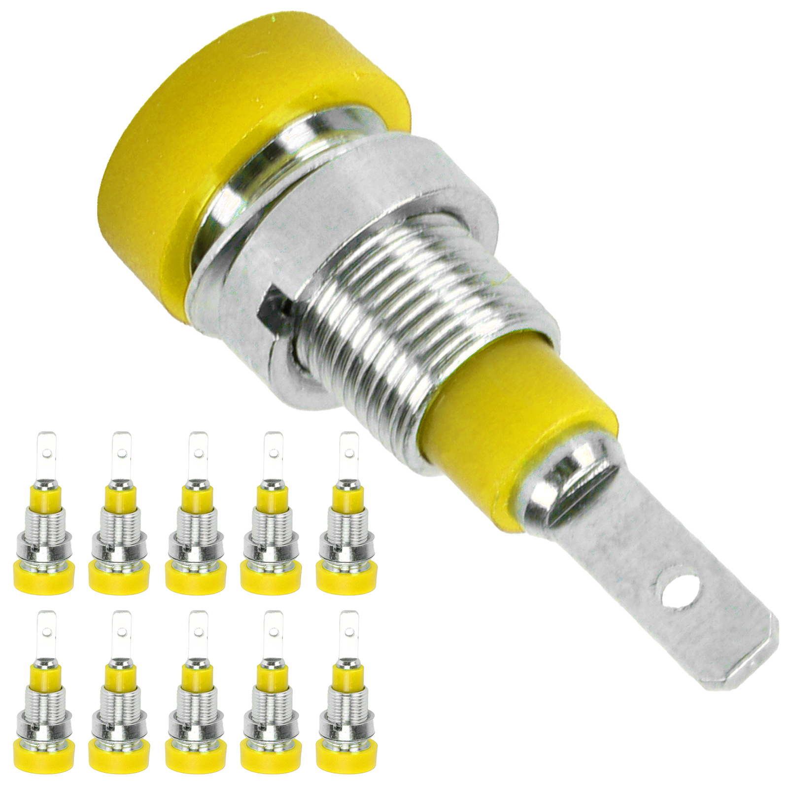 10 Stück Bananenstecker-steckverbinder Aus Messing, 2 Mm, Für Elektronische Industriegeräte, Gelb