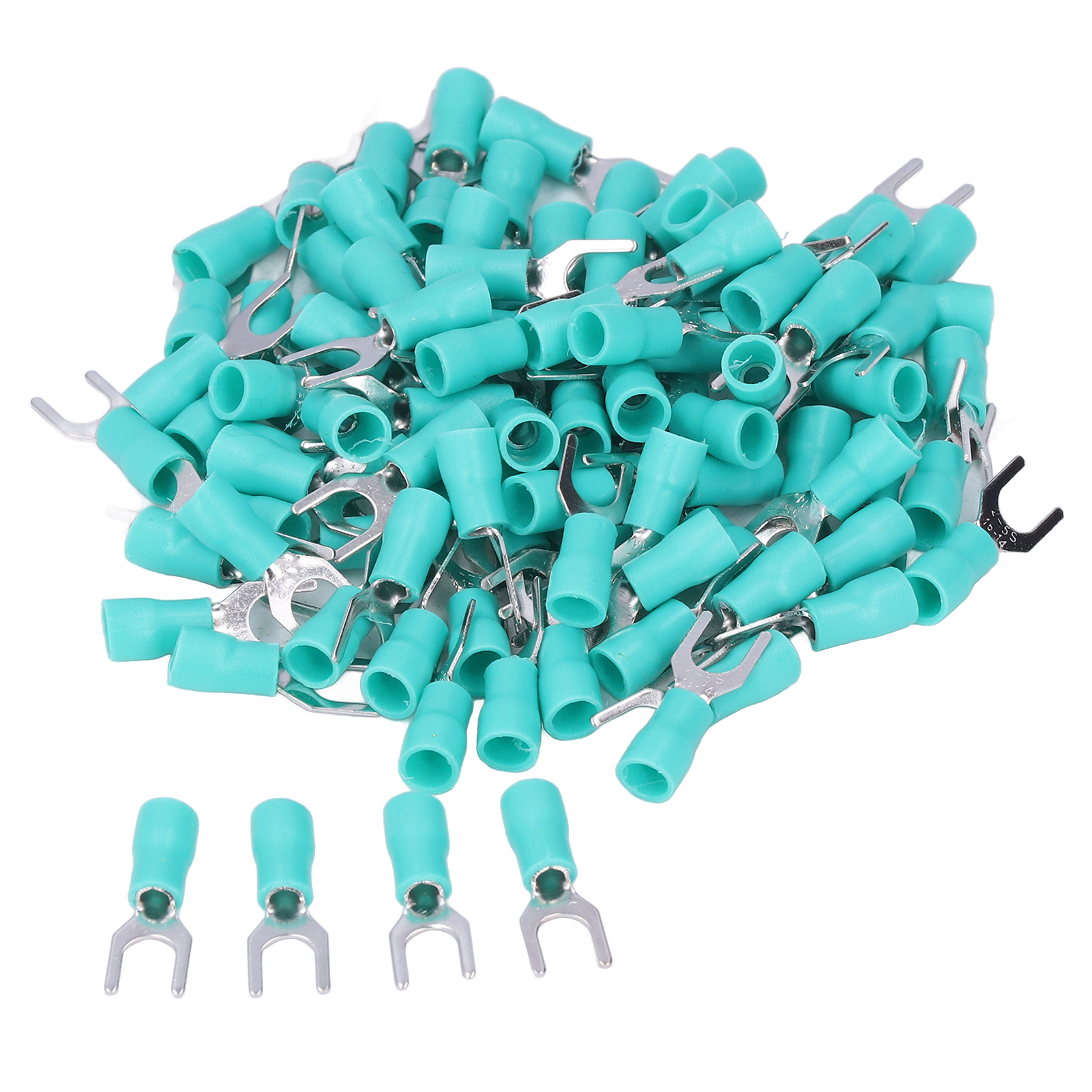 100 Stück Isolierte Gabelklemmen, U-förmige Kabelverbinder Für Kabel 16–14 Awg, Crimpanschluss Sv2–5, Grün