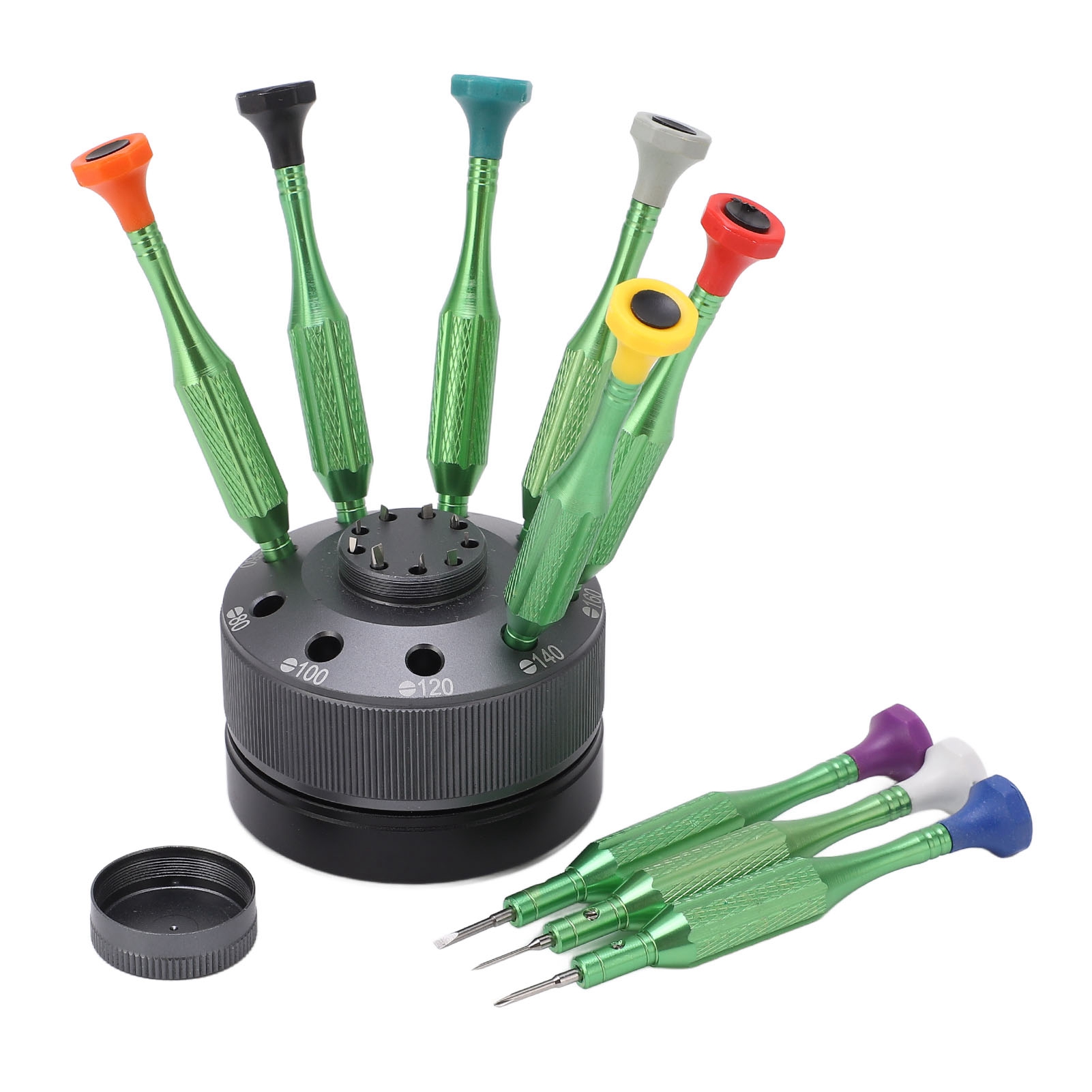 Uhrenreparatur-schraubendreher-set, 9-teilig, Multifunktional, Aus Edelstahl, Mit Drehbarem Ständer Für Wartungsarbeiten