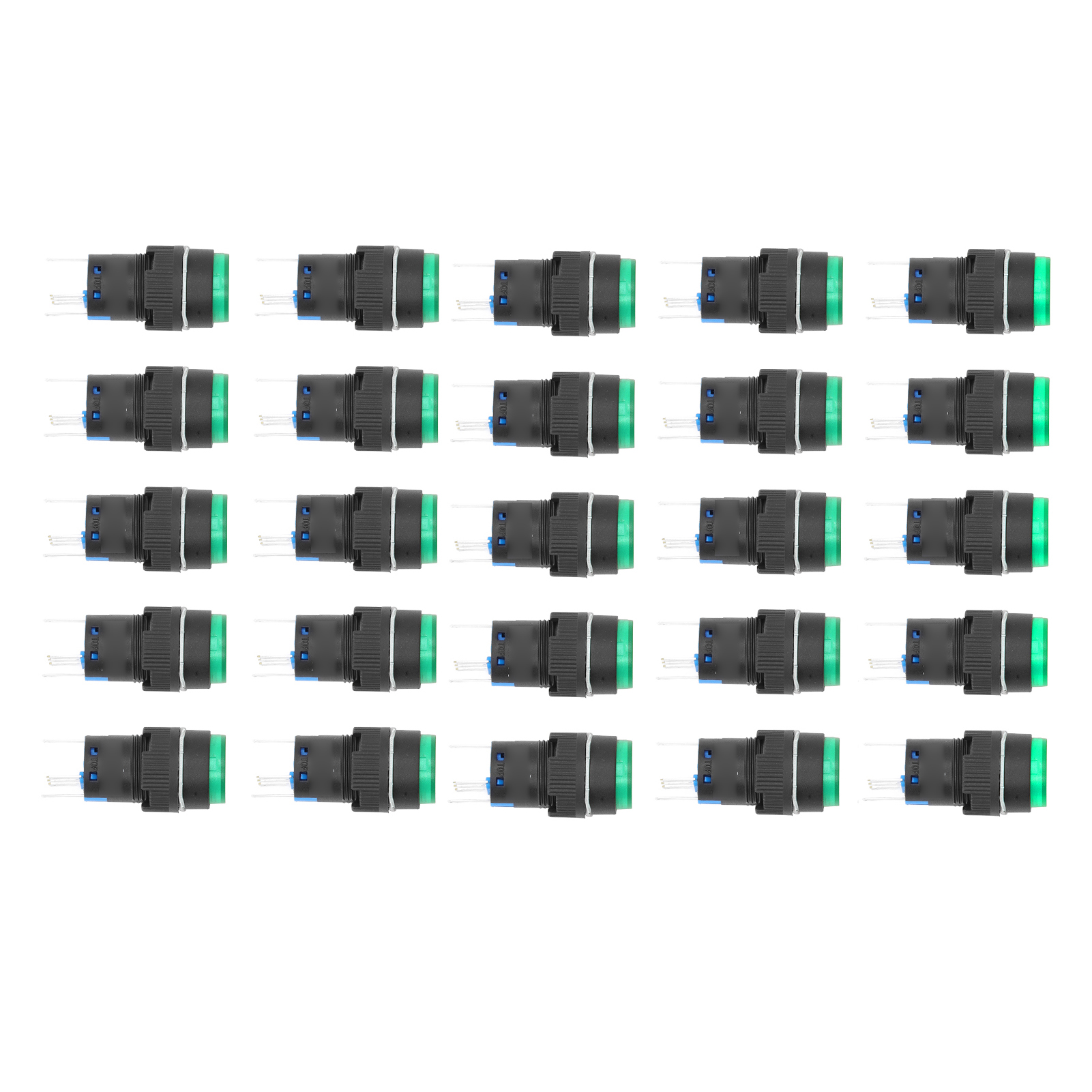 25-teiliges Set Mit 5-poligen, 16 Mm Großen, Selbstverriegelnden Tasterschaltern (momentanschalter) Mit Leuchte (24 V) Für Equipmentgreen