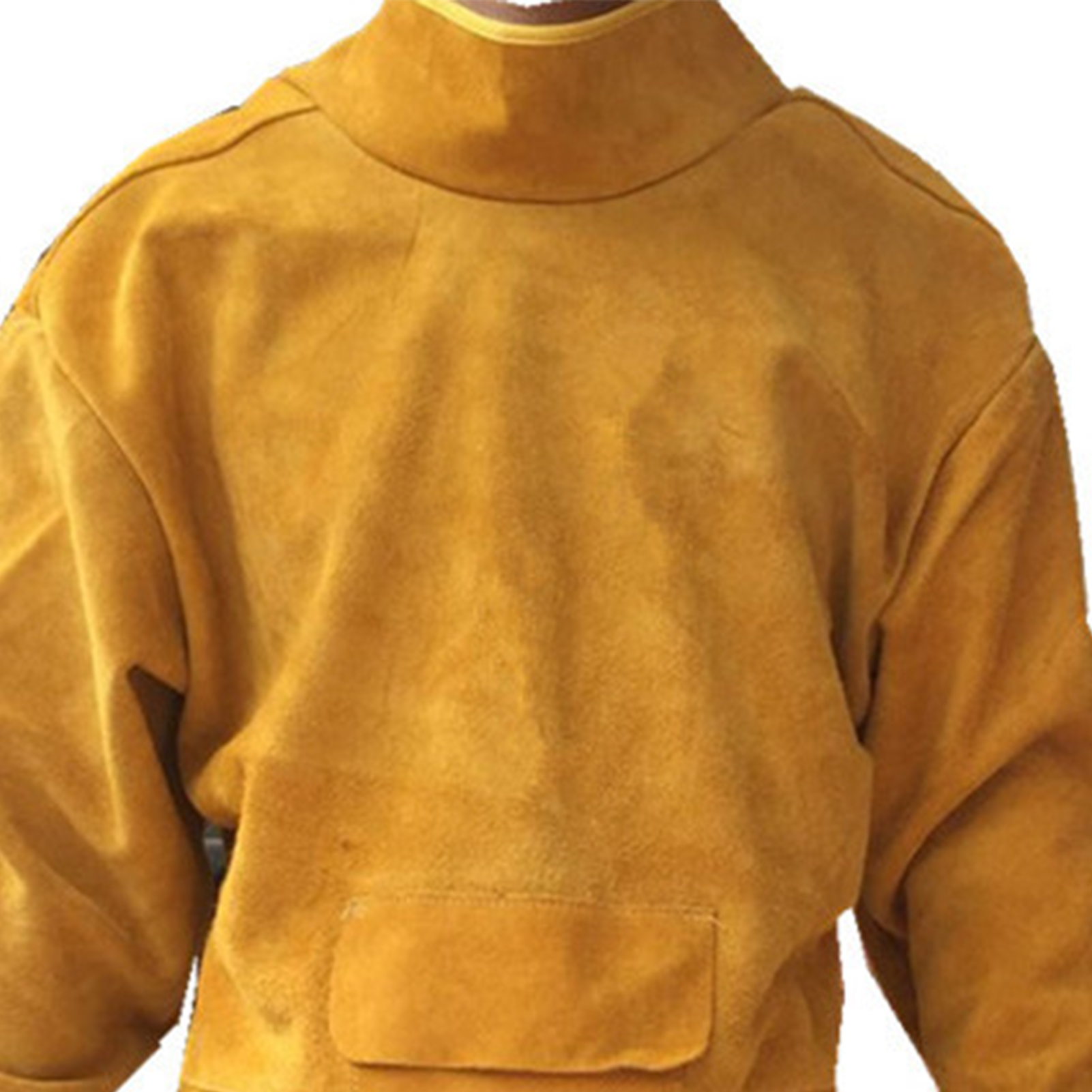 Schweißerschürze Aus Leder, Hoher Kragen, Lange Ärmel, Flammhemmende Schweißerschutzkleidung, 92 Cm / 36,2 Zoll