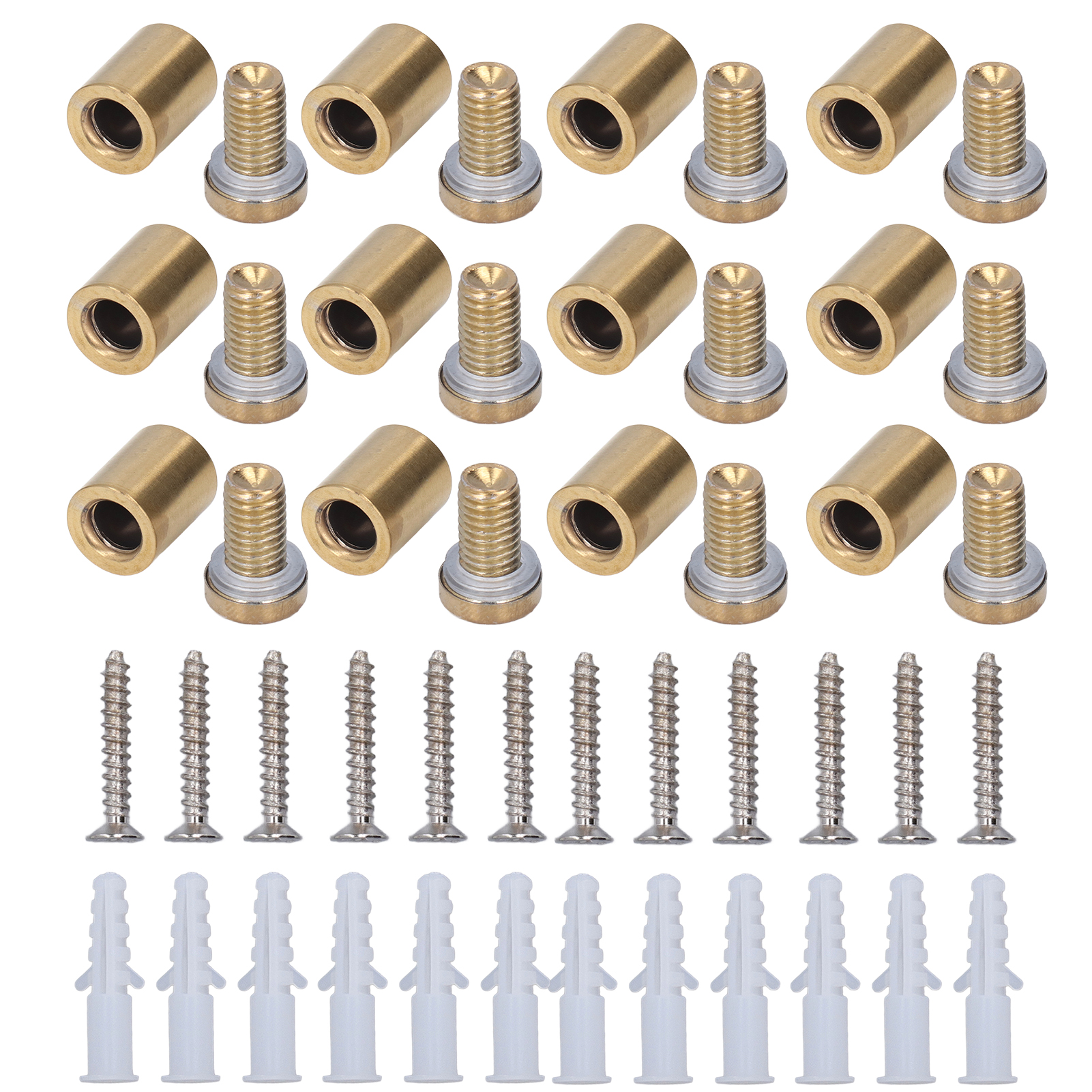 12 Sets Werbenägel Aus Edelstahl, Abstandshalterschrauben, Wandhalterungen, Befestigungsmaterial 16 X 25 Mm