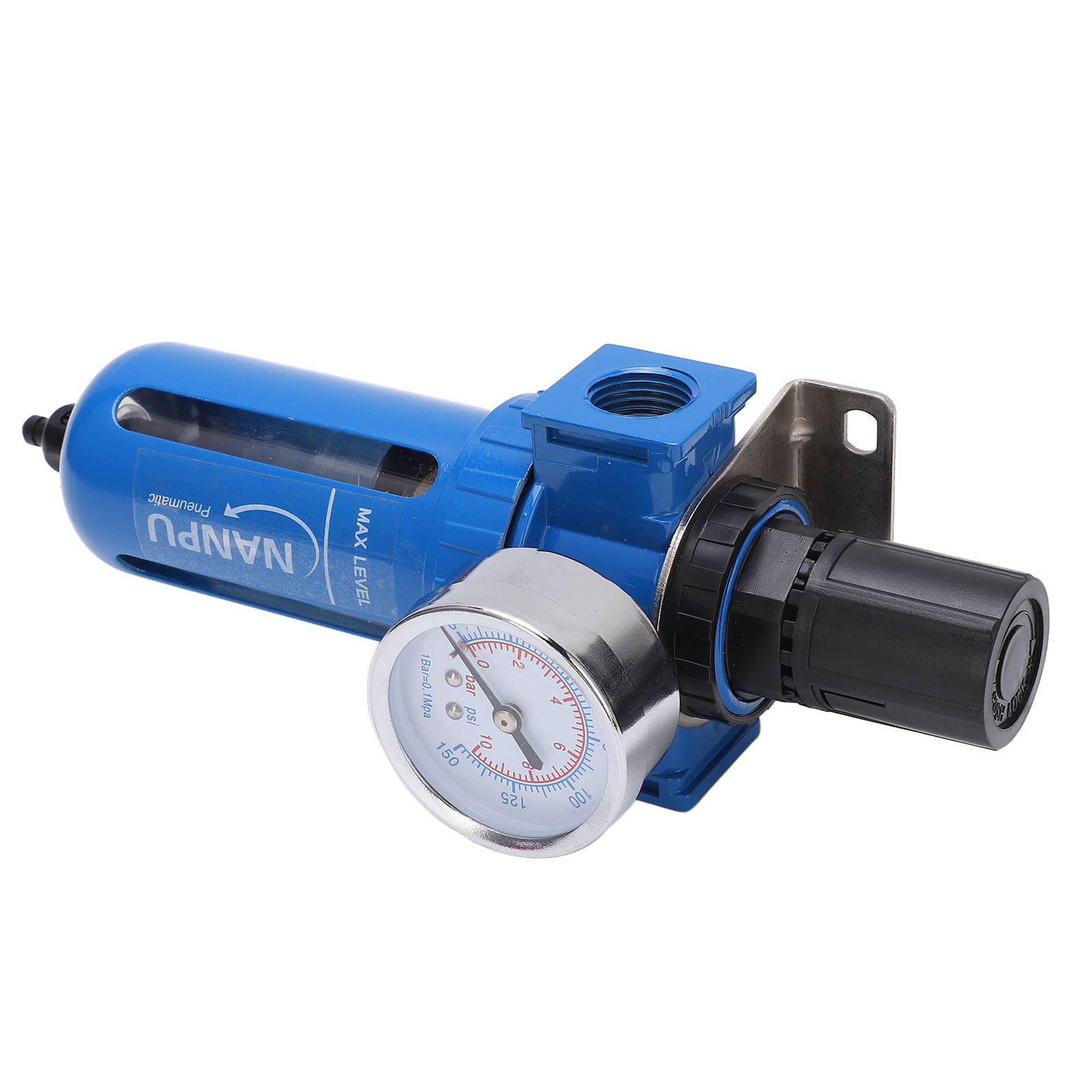 Druckluftfilterregler Mit Manometer Und Halterung, Schnellverschluss, Manuellem Ablassventil 1/2 Zoll Npt