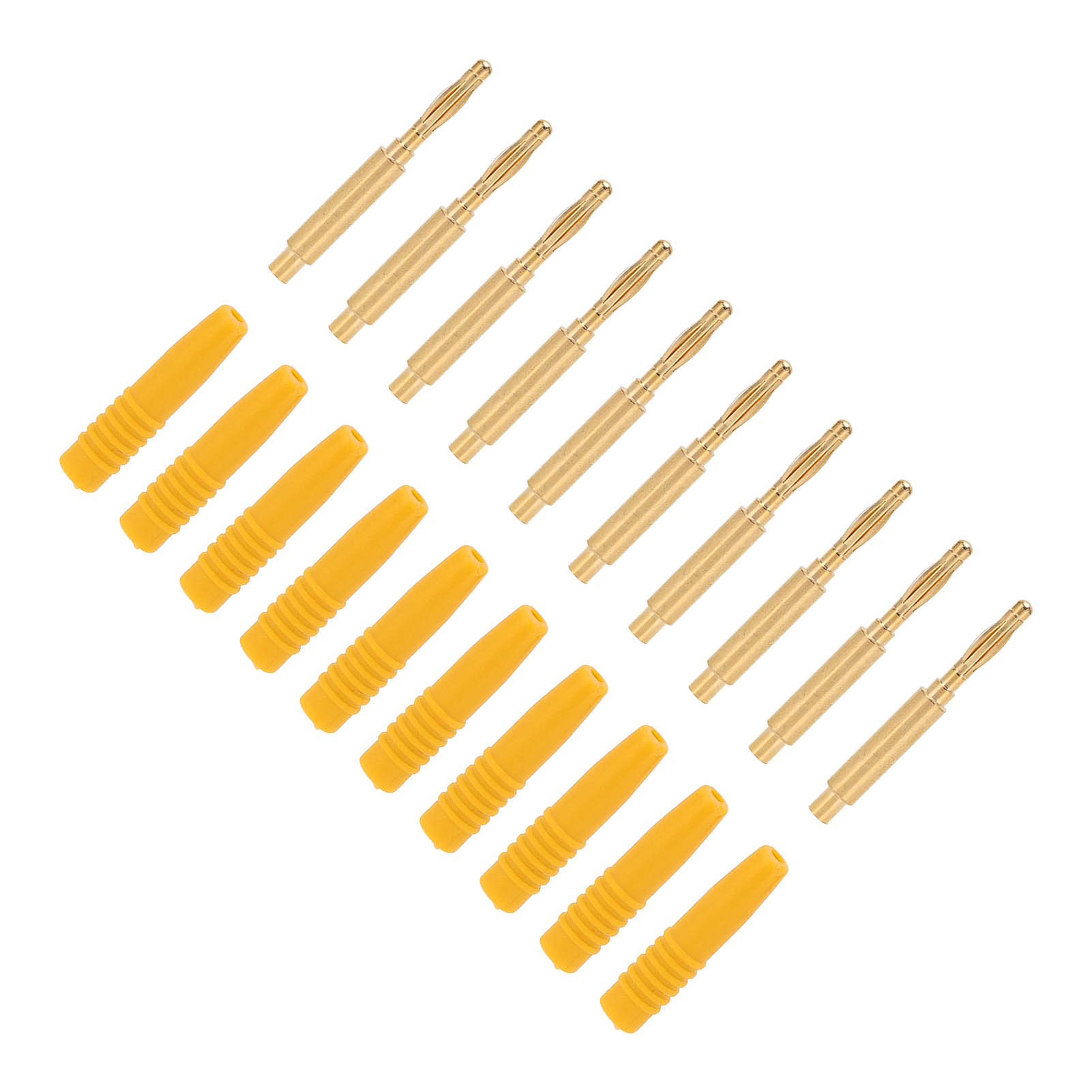 10 Stück Vergoldete Bananenstecker, 2 Mm Stecker, Isolierte Metallstecker Mit Gehäuse Für Prüfgeräte, Gelb