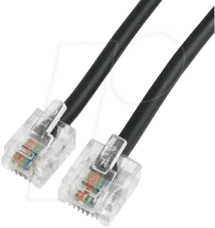MK 6P4C SW 6M - Stecker 6p4c auf Stecker 8p4c, 6 m, schwarz
